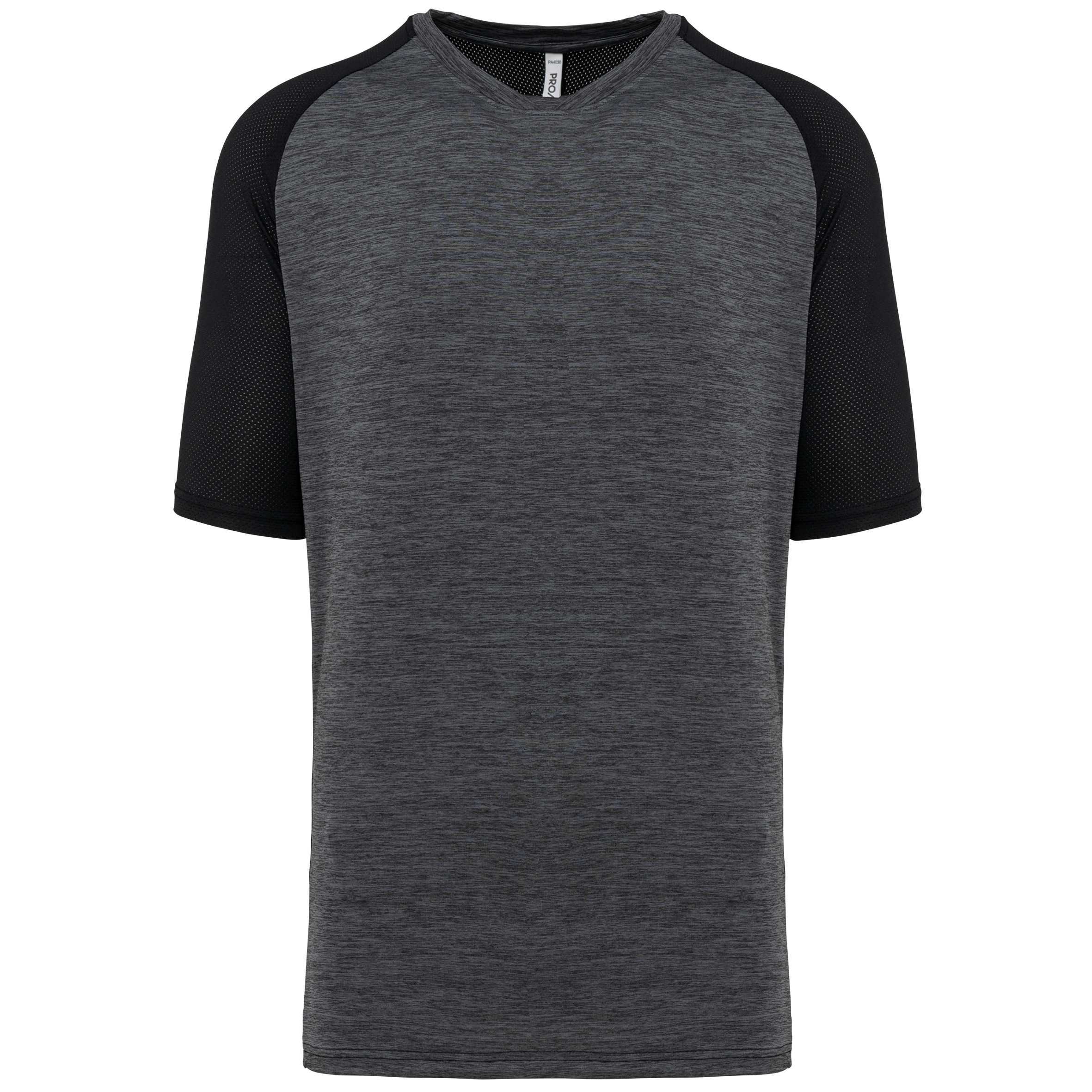 Camiseta pádel bicolor mangas raglán hombre Black / Marl Dark Grey