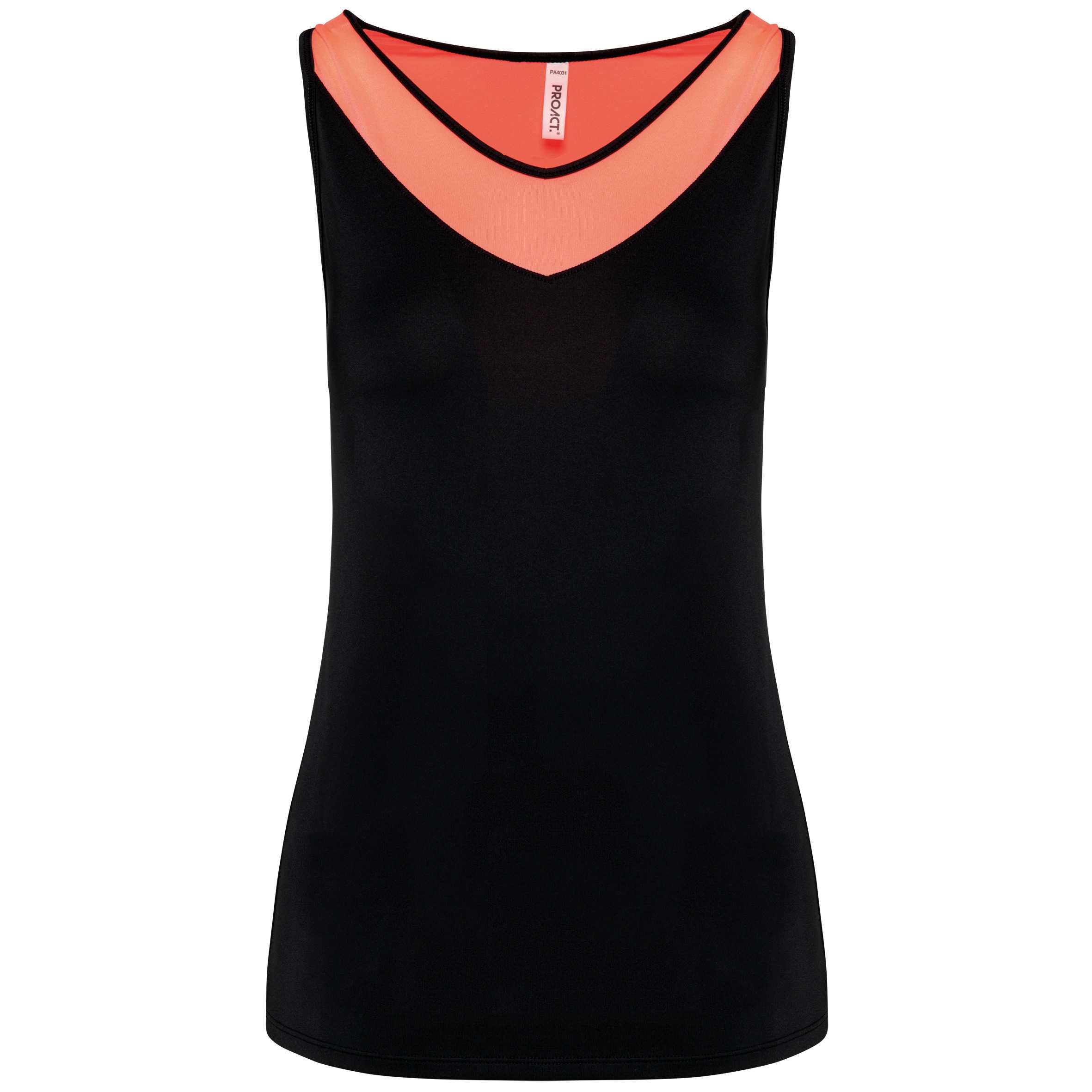 Camiseta pádel sin mangas bicolor mujer Black / Coral