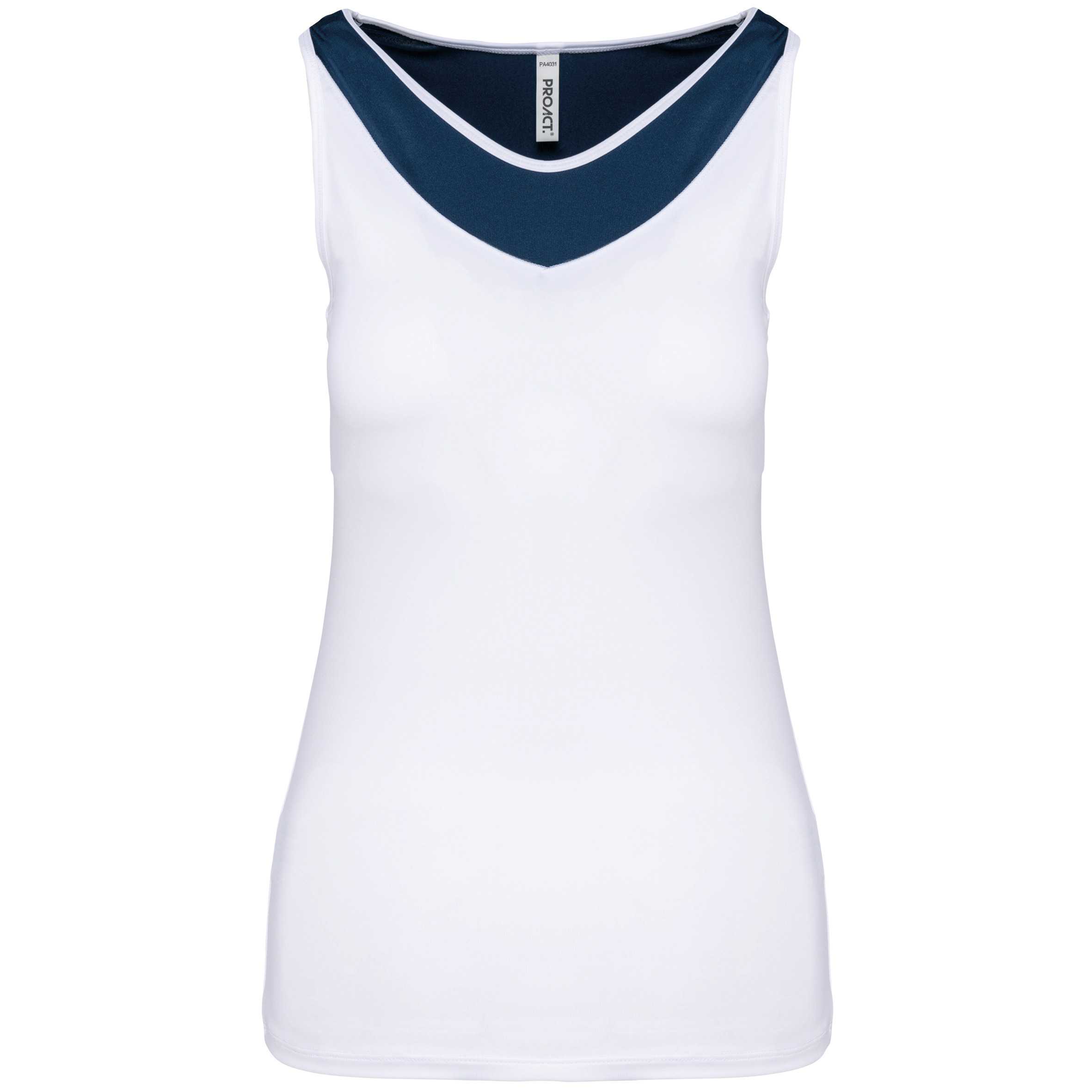 Camiseta pádel sin mangas bicolor mujer White / Sporty Navy