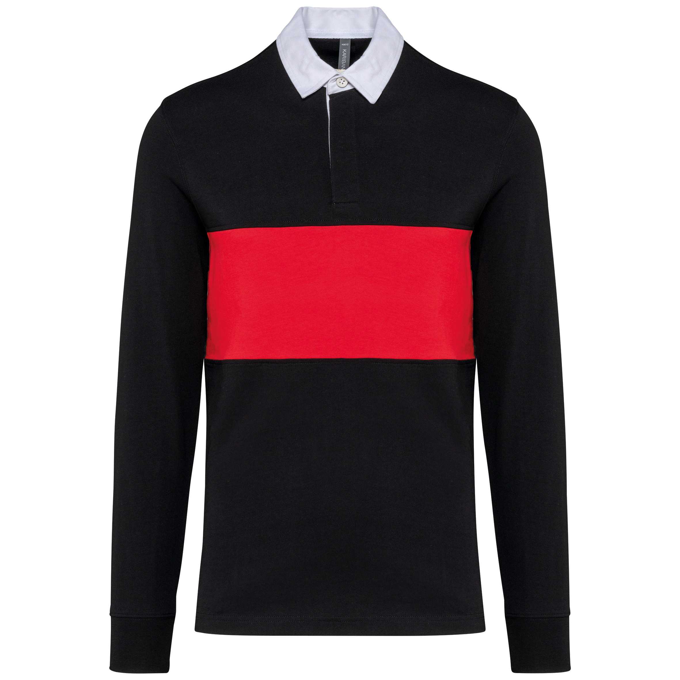 Polo rugby manga larga Black / Sporty Red