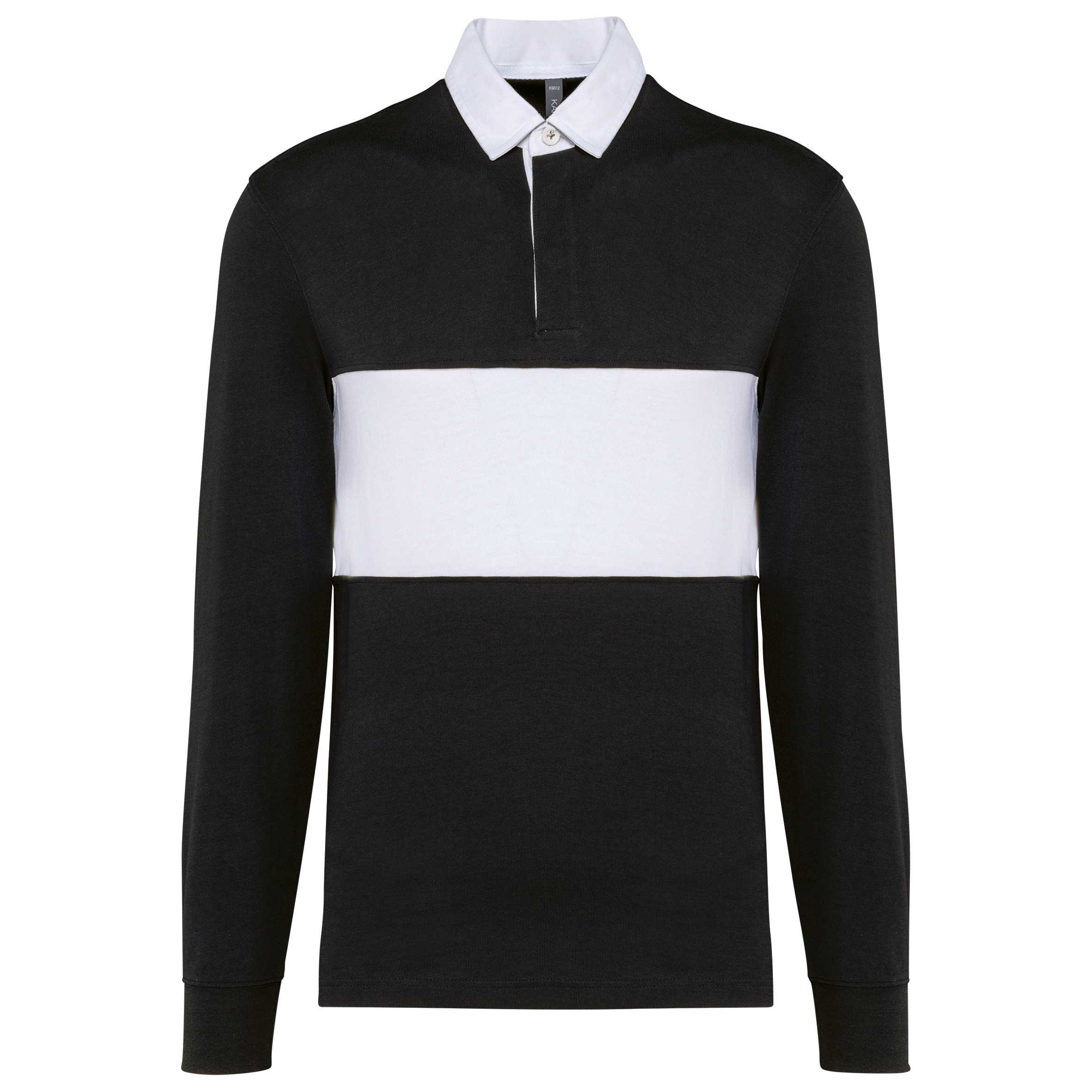 Polo rugby manga larga Black / White