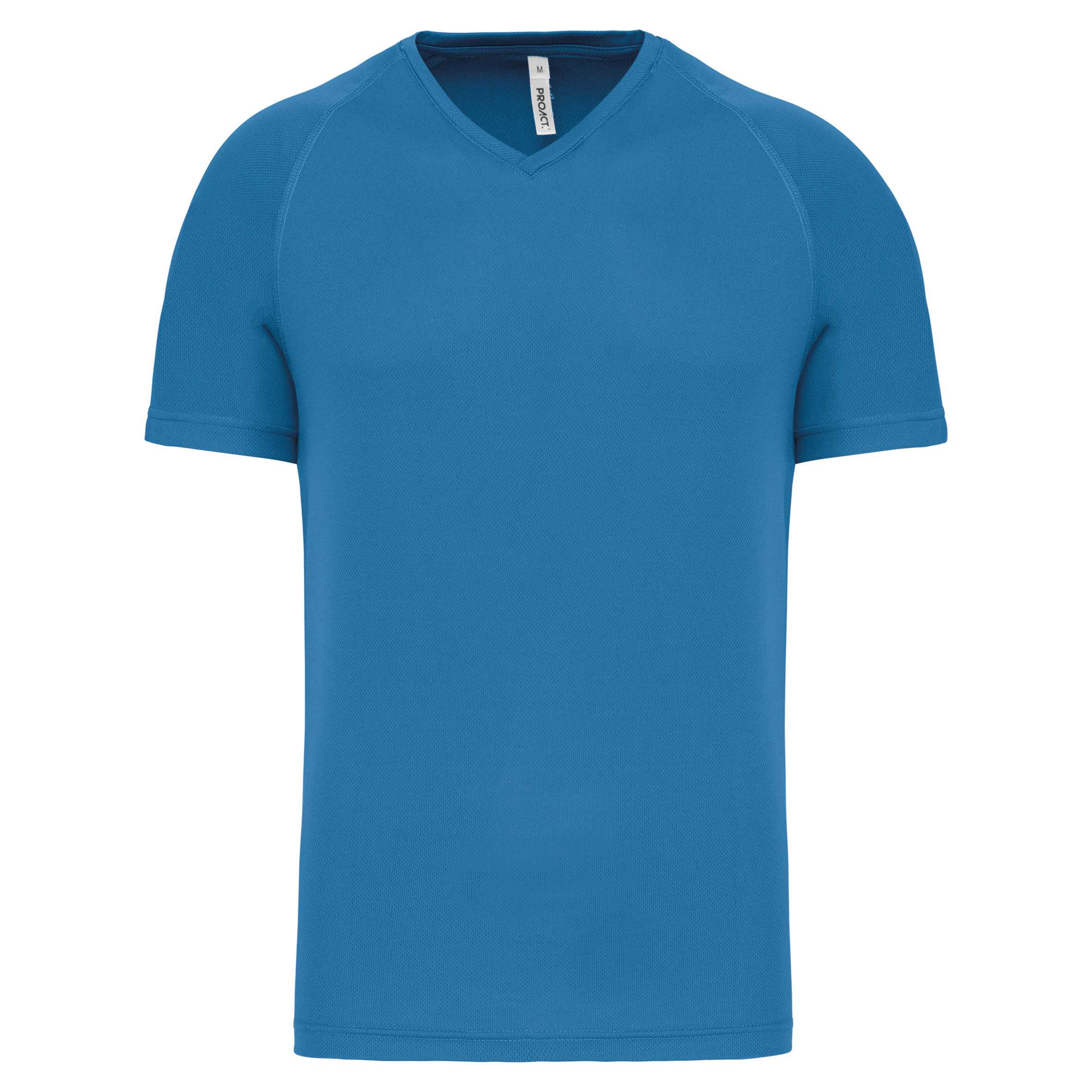 Camiseta de deporte cuello de pico hombre Aqua Blue