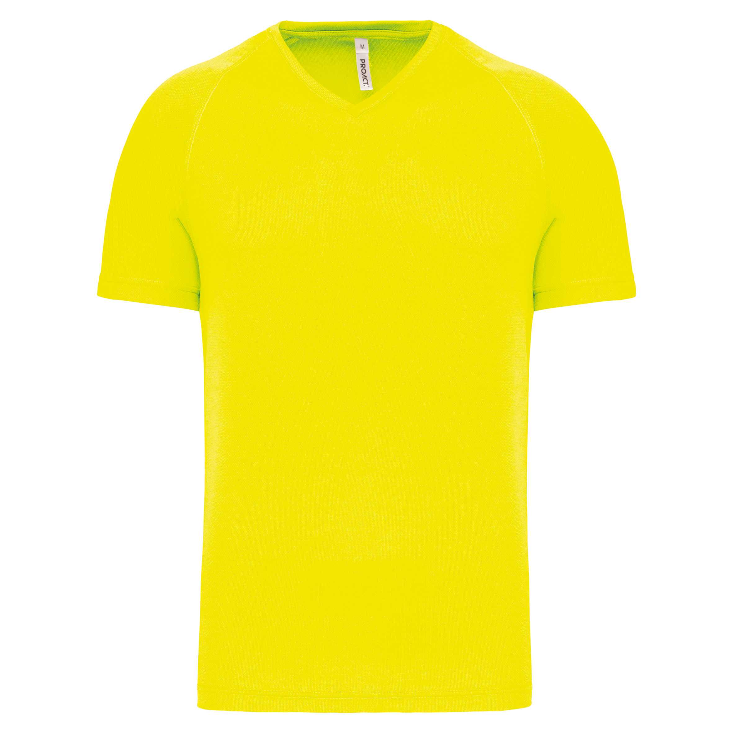 Camiseta de deporte cuello de pico hombre Fluorescent Yellow