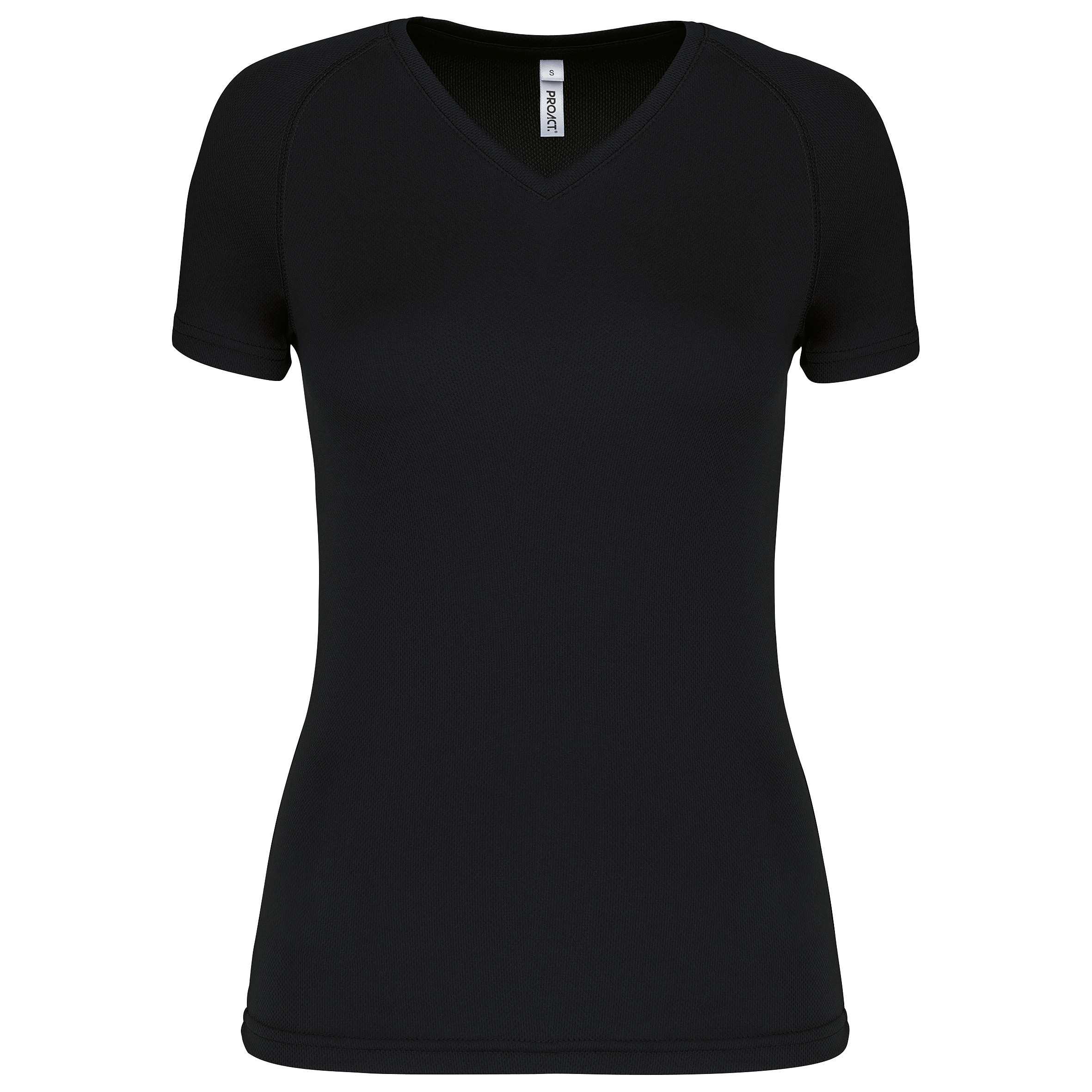 Camiseta de deporte cuello de pico mujer Black