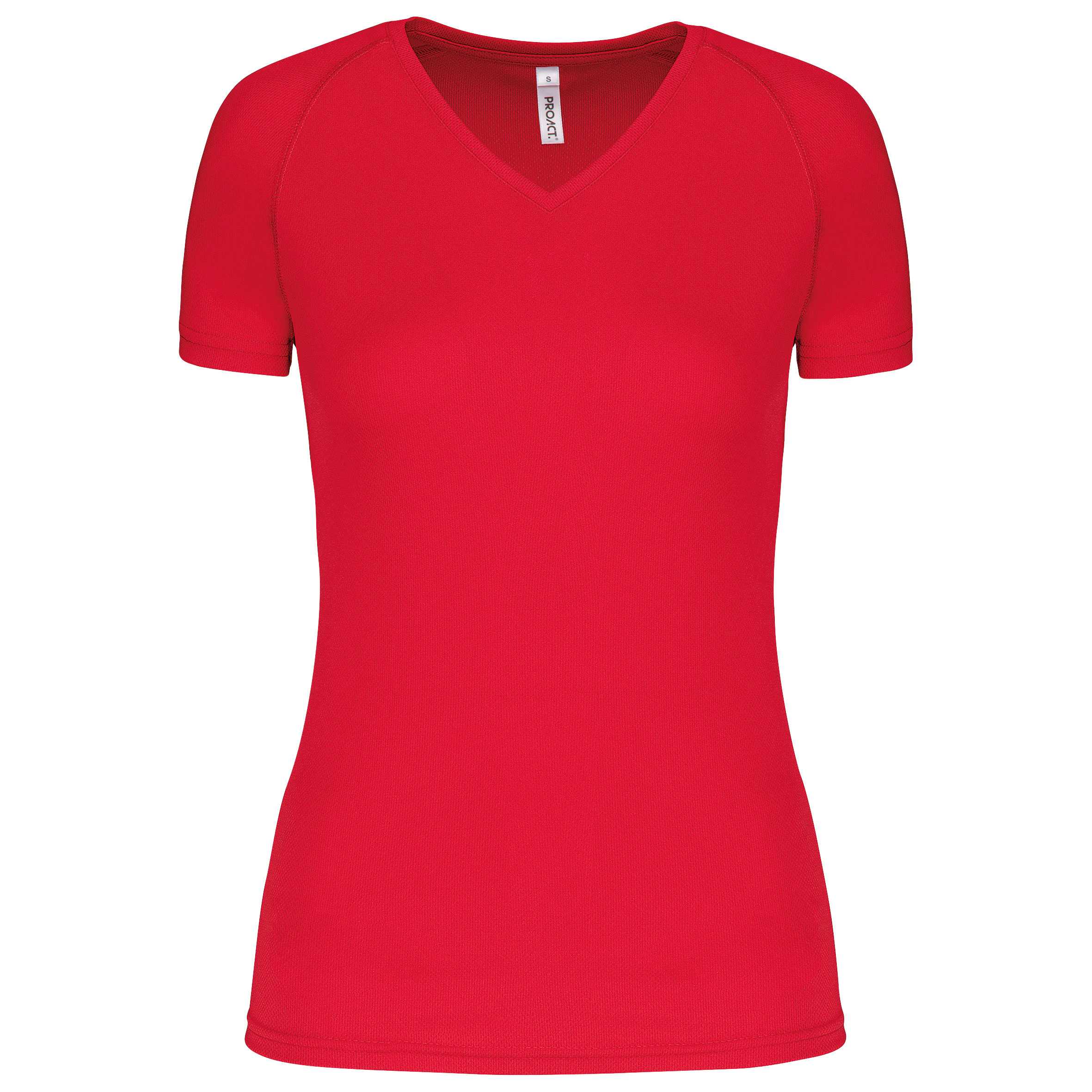 Camiseta de deporte cuello de pico mujer Red