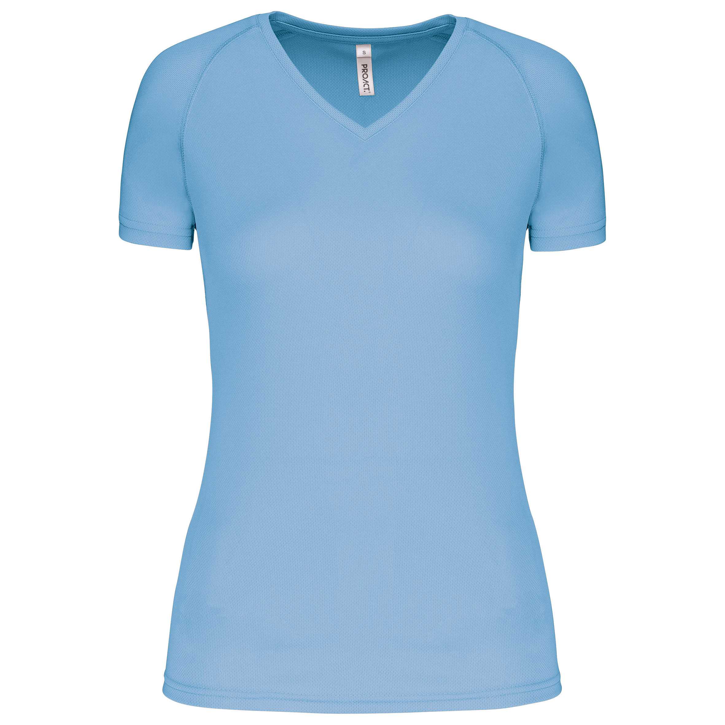 Camiseta de deporte cuello de pico mujer Sky Blue