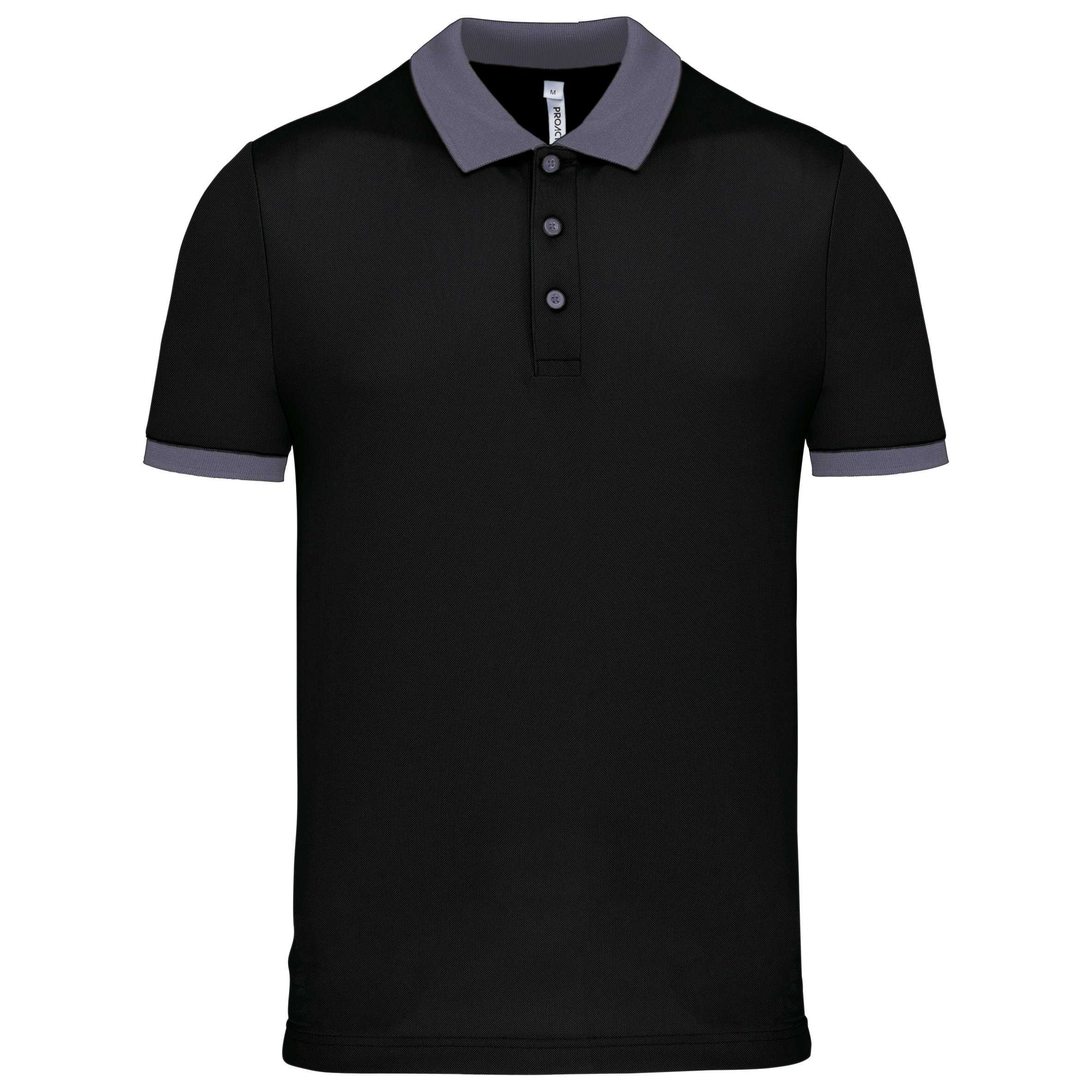 Polo piqué performance hombre Black / sporty grey
