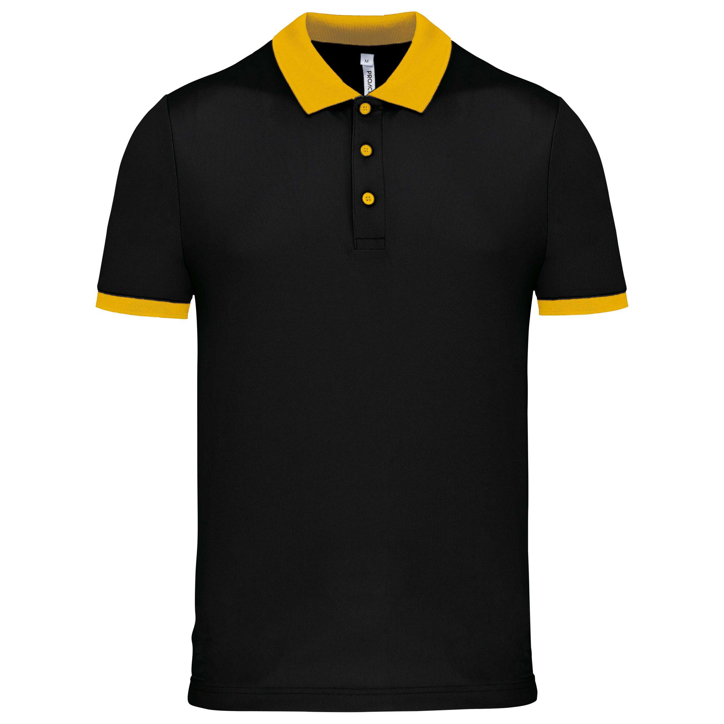 Polo piqué performance hombre Black / Yellow