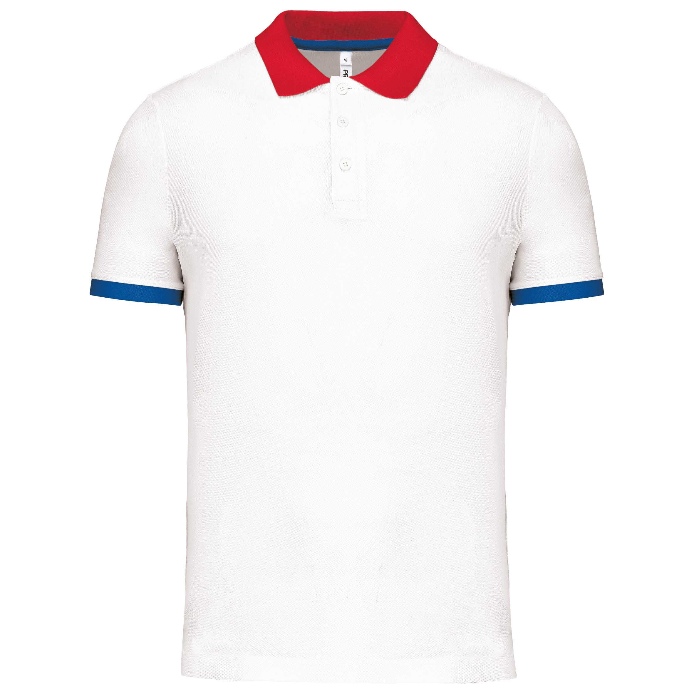 Polo piqué performance hombre White / Red / Sporty Royal Blue