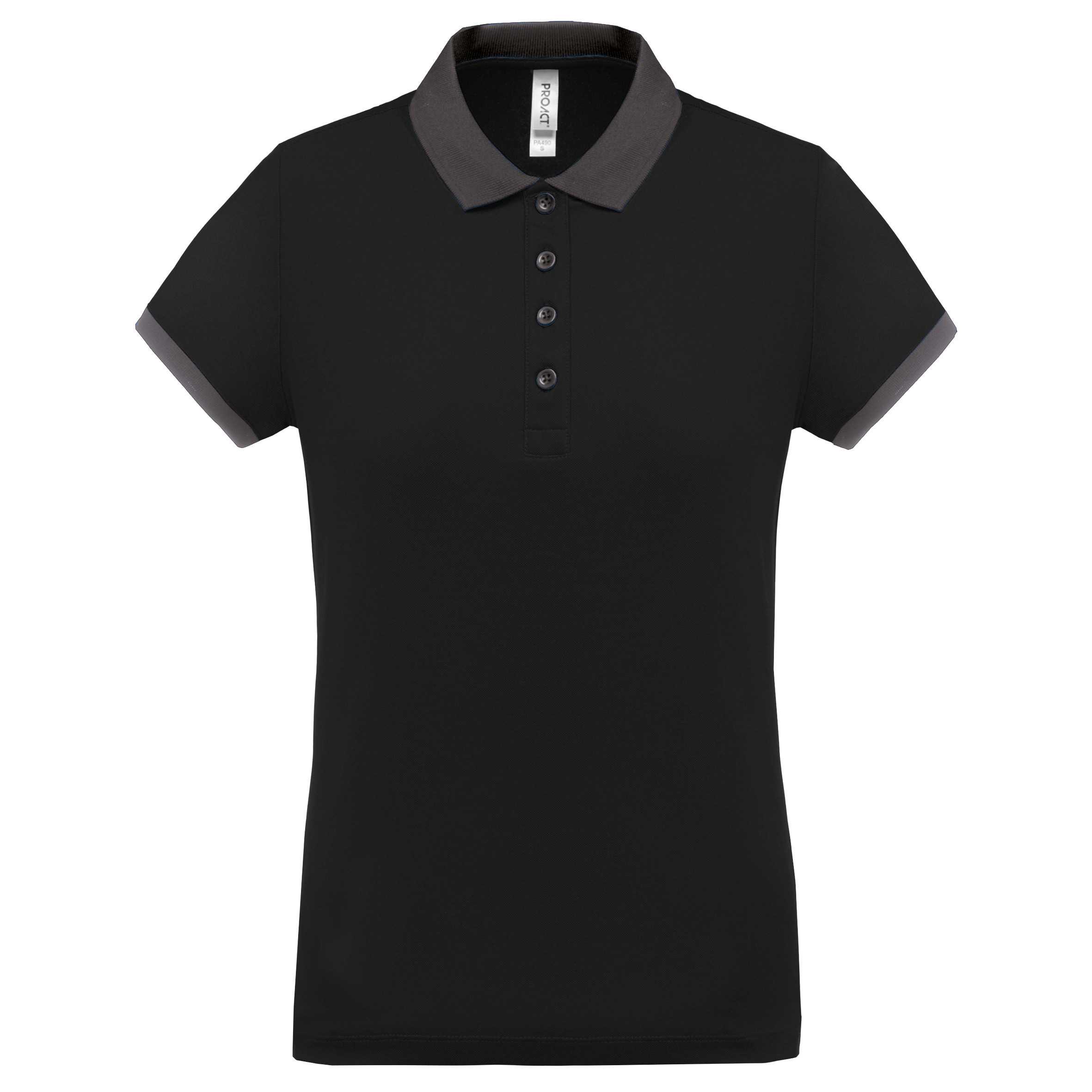Polo piqué performance mujer Black / sporty grey
