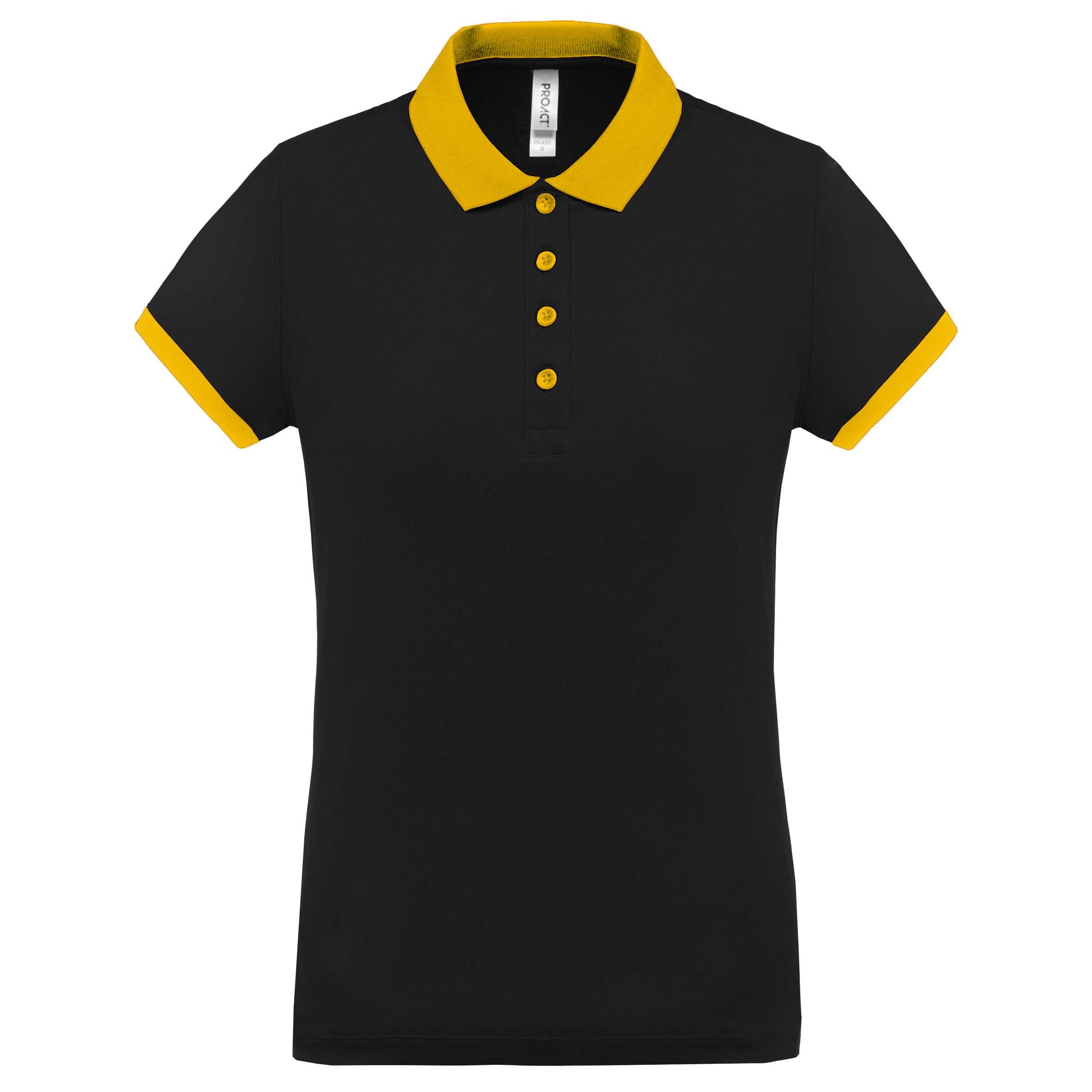 Polo piqué performance mujer Black / Yellow