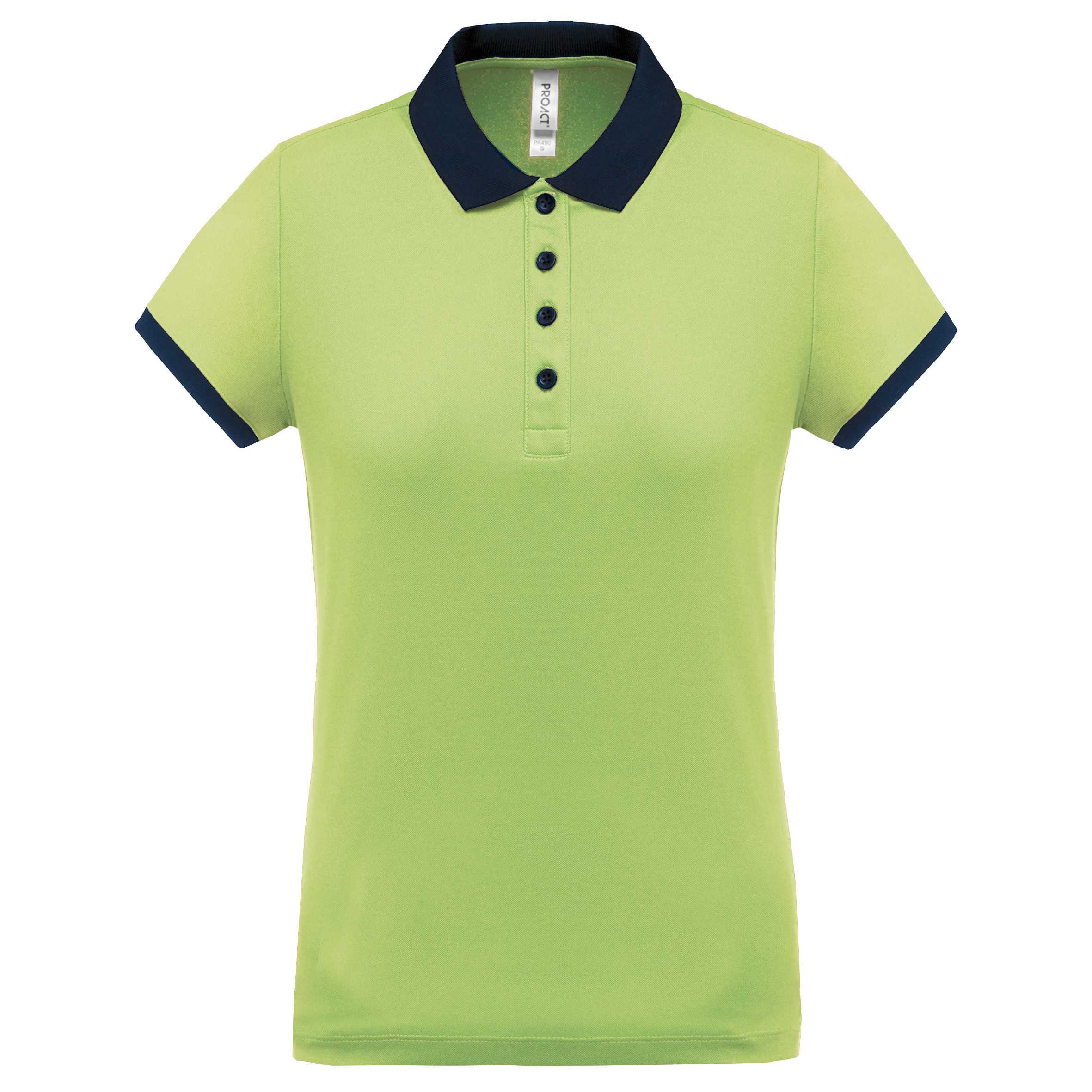 Polo piqué performance mujer Lime / Sporty Navy