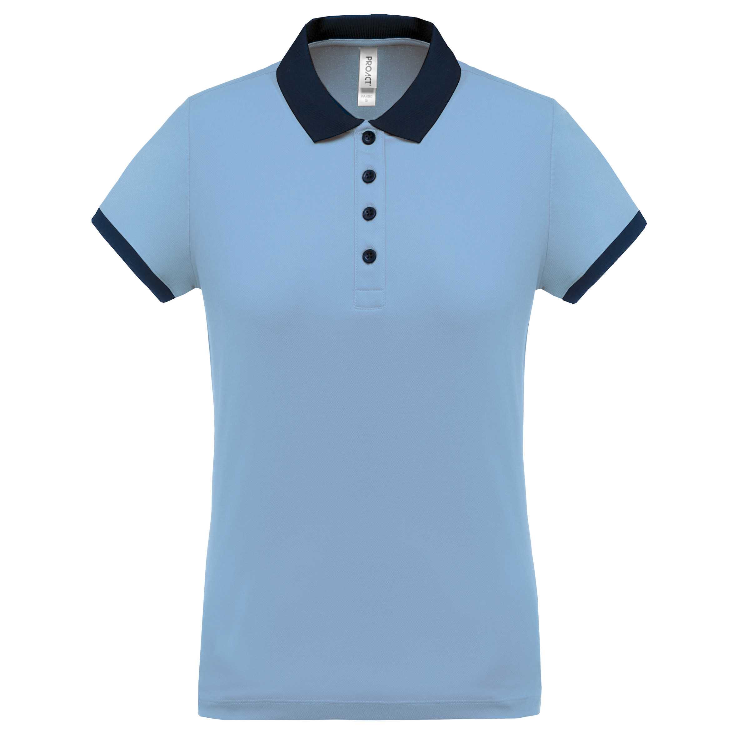 Polo piqué performance mujer Sky Blue / Sporty Navy