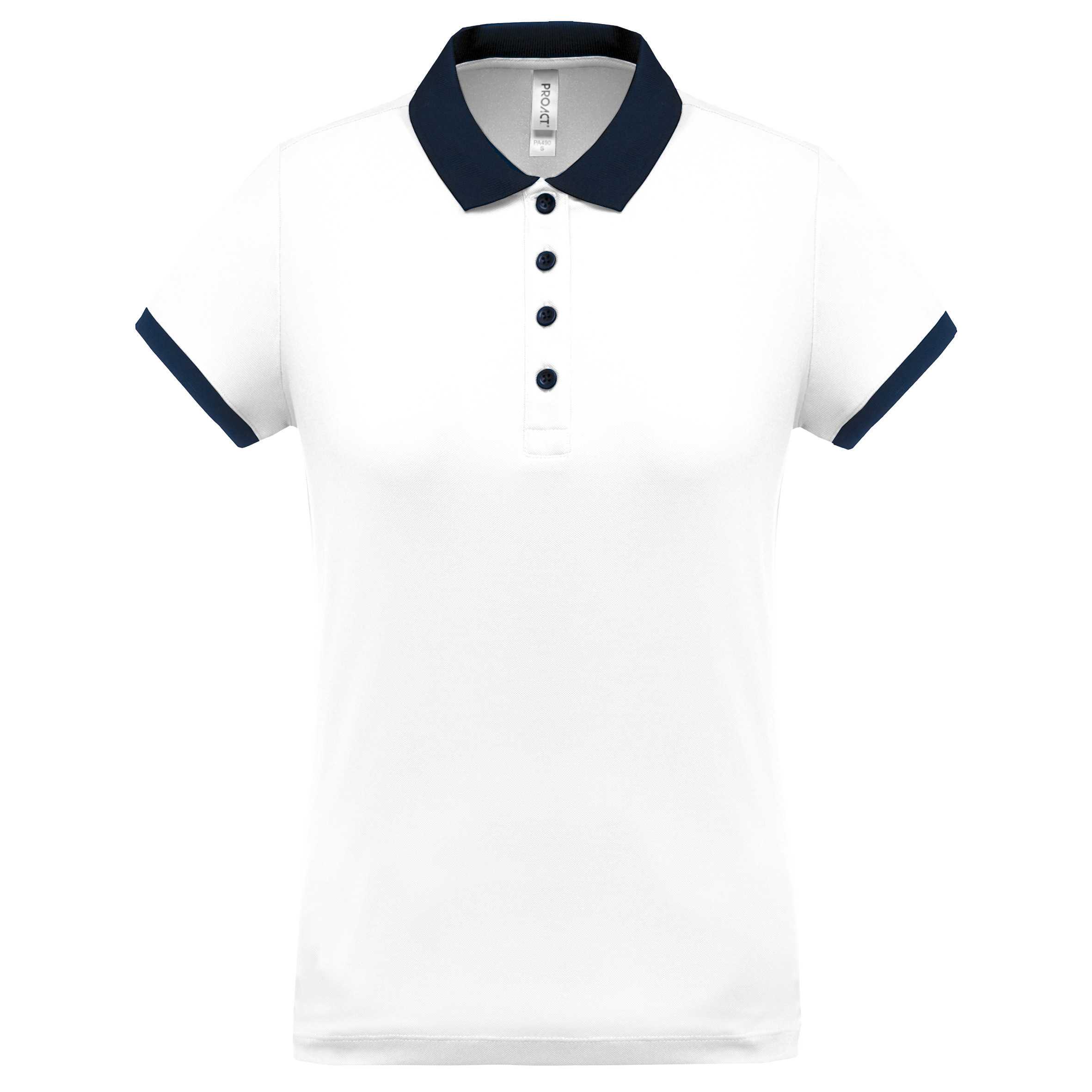 Polo piqué performance mujer White / Sporty Navy
