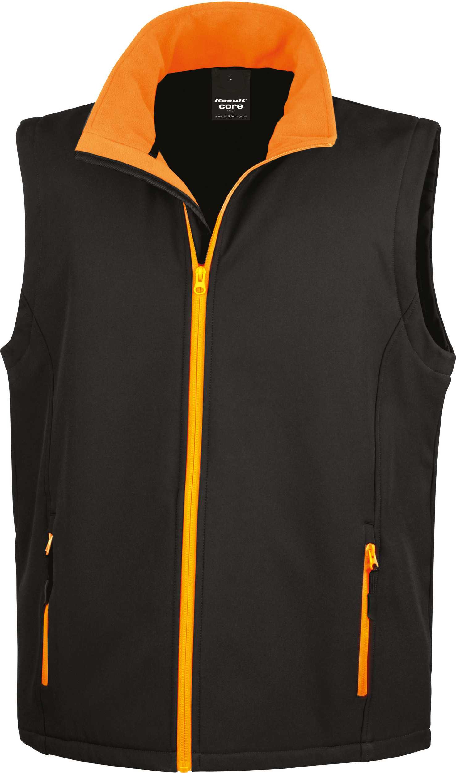 Chaleco Softshell Printable hombre Black / Orange