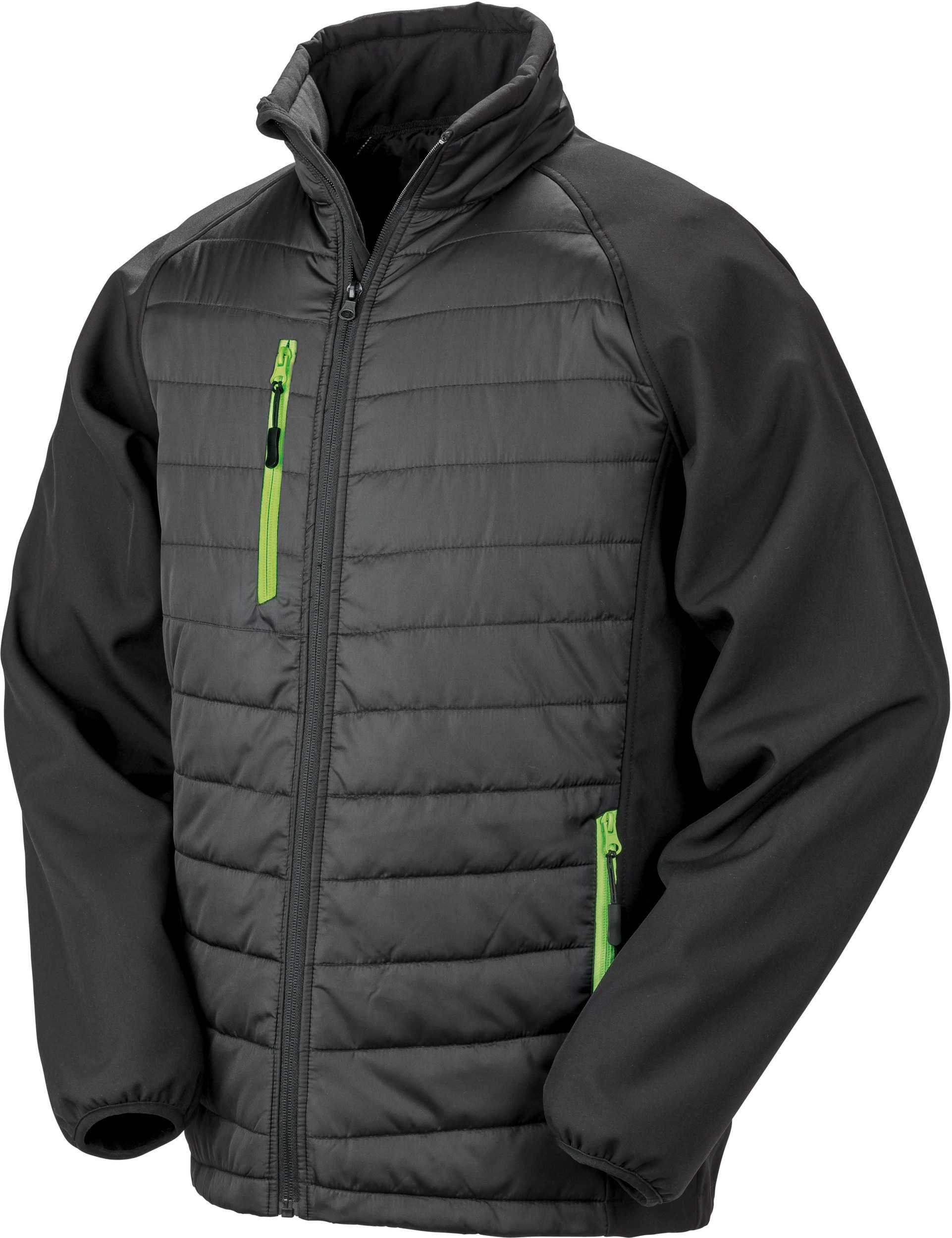 Chaqueta Softshell Black Compass acolchada reciclada Black / Lime