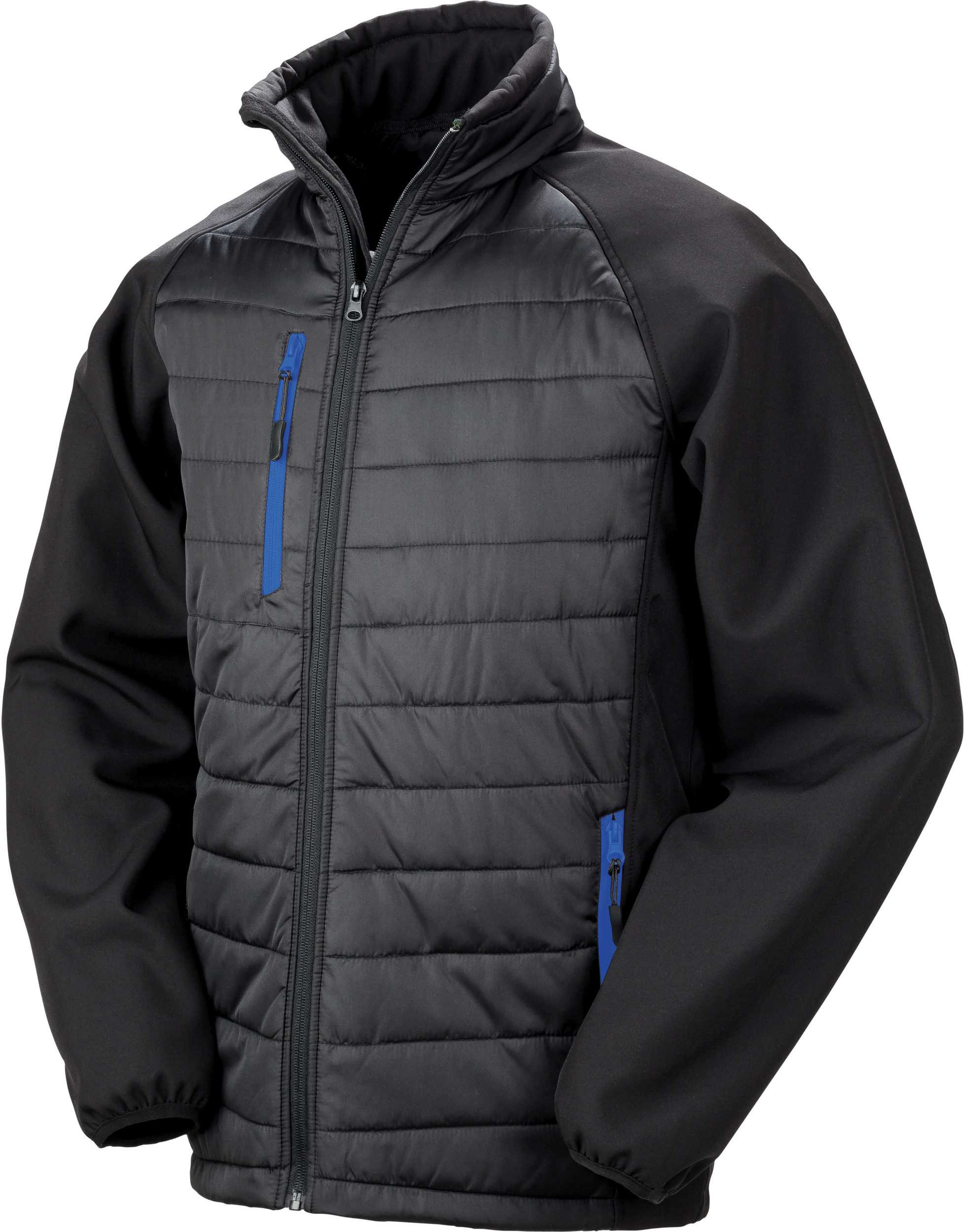 Chaqueta Softshell Black Compass acolchada reciclada Black / Royal Blue