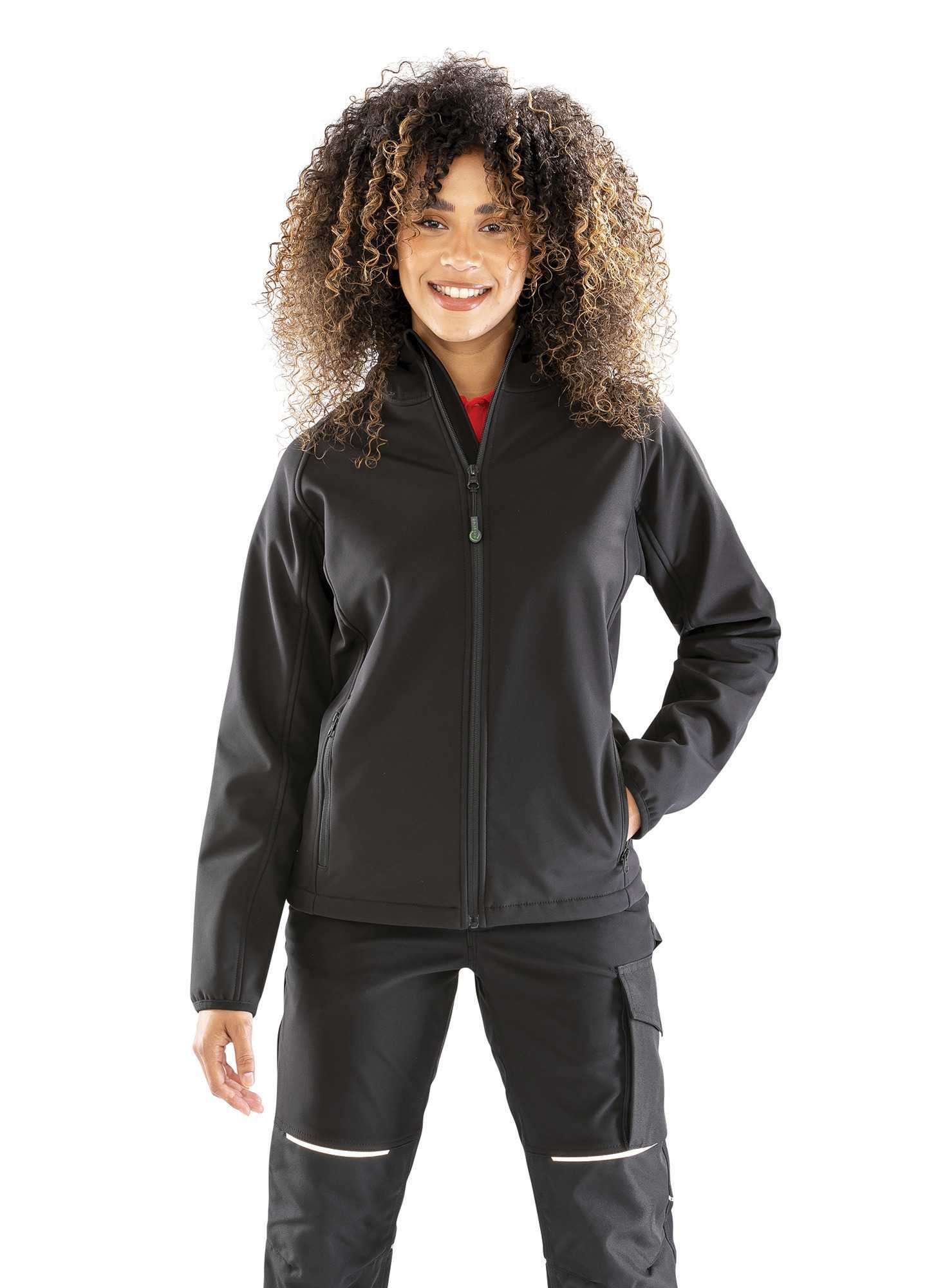 Chaqueta softshell reciclada de 3 capas con capucha mujer<br/> Black