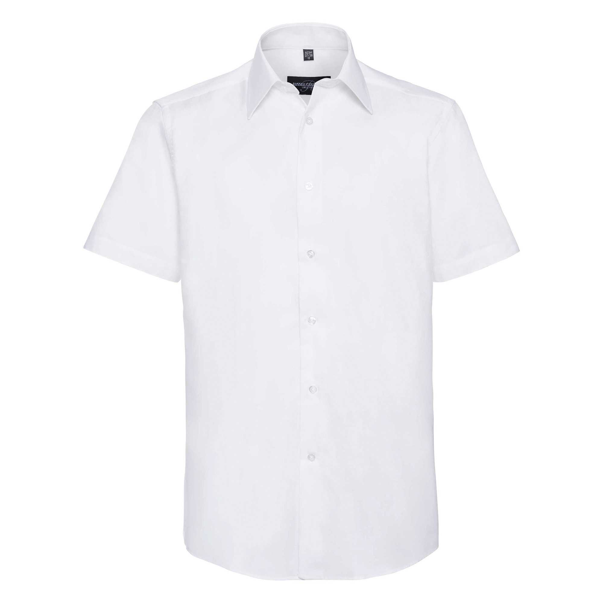 Camisa entallada de hombre de tejido oxford manga corta White