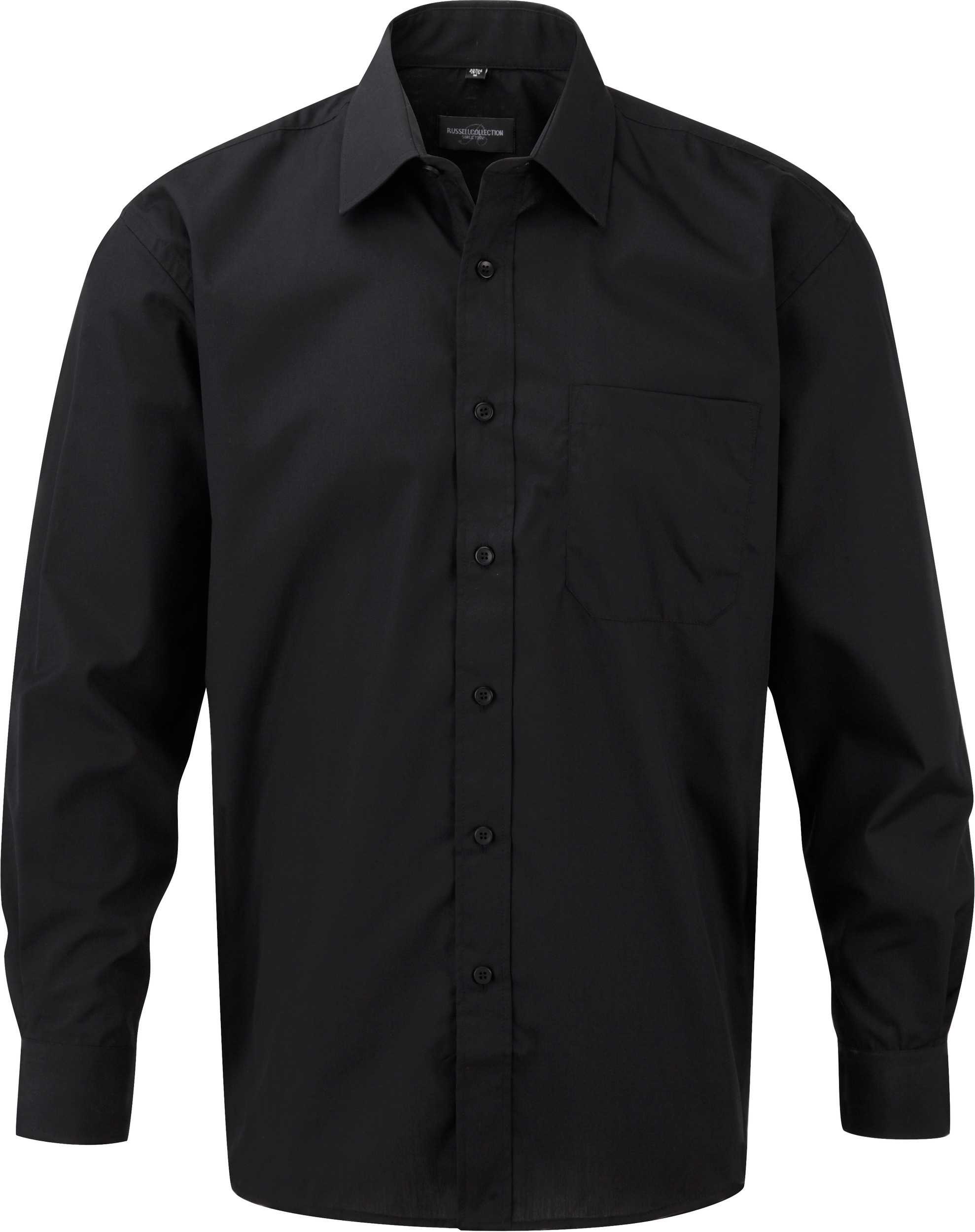 Camisa Popelina de polialgodón manga larga hombre Black