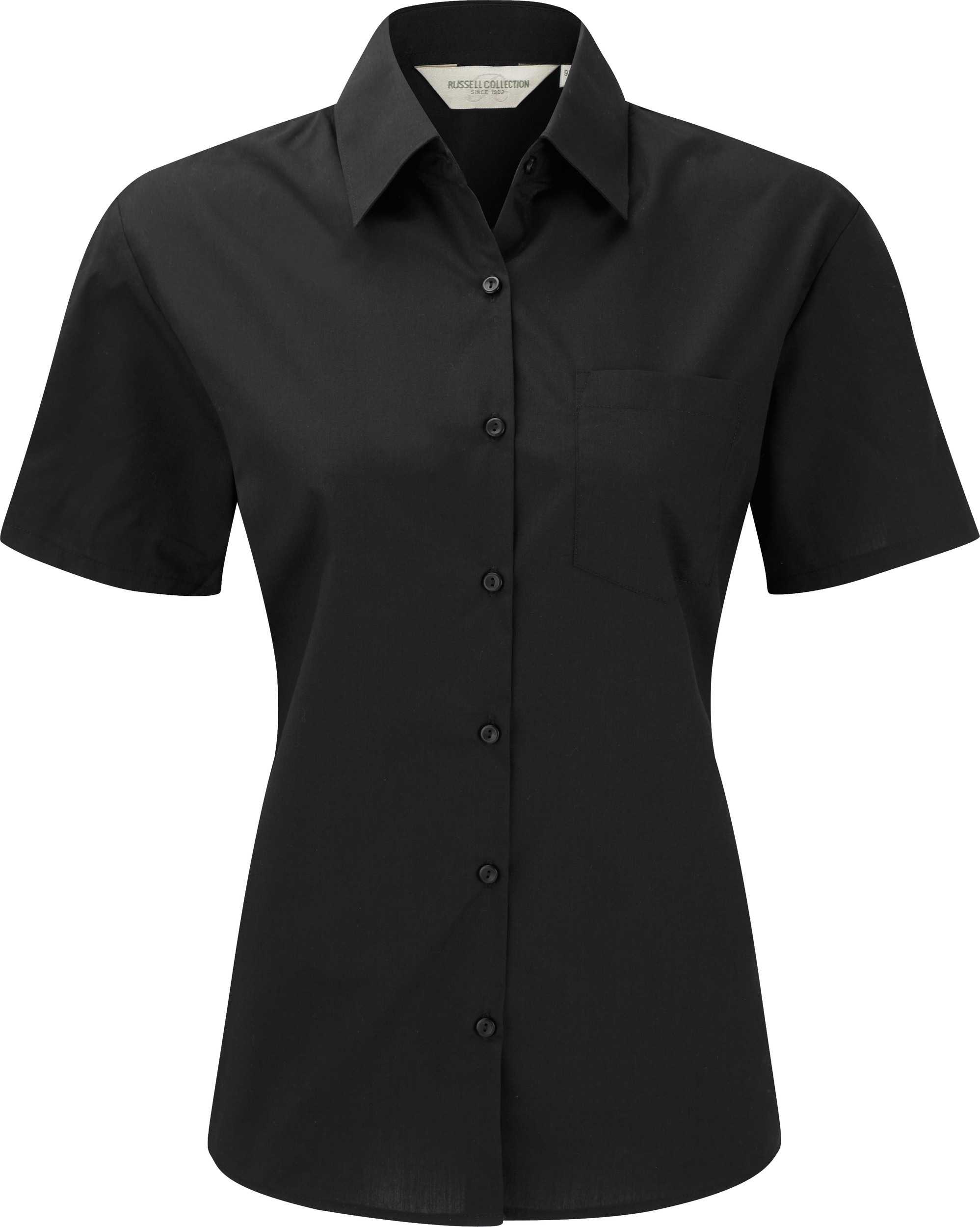 Camisa Popelina de polialgodón manga corta mujer Black