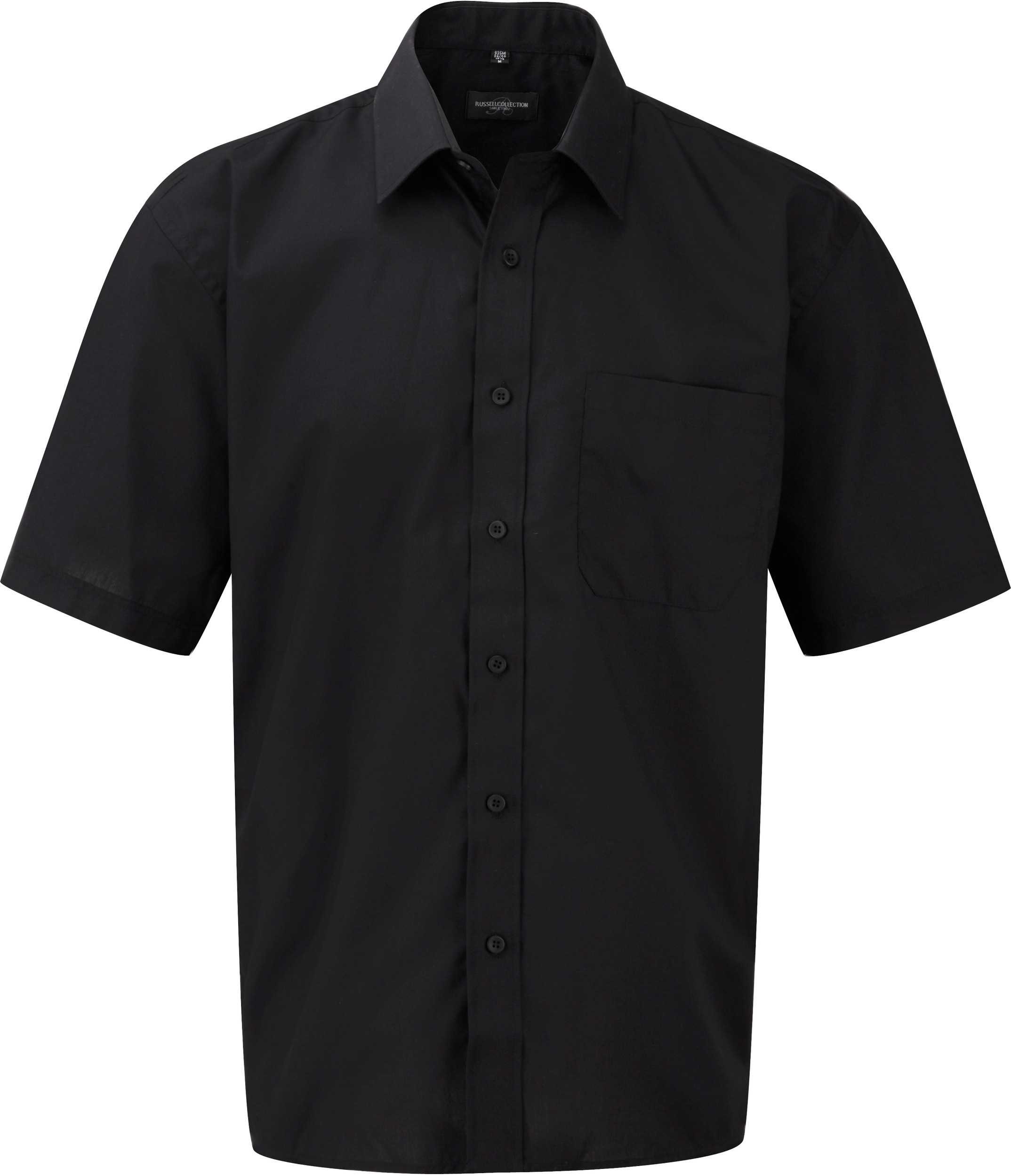 Camisa Popelina de polialgodón manga corta hombre Black