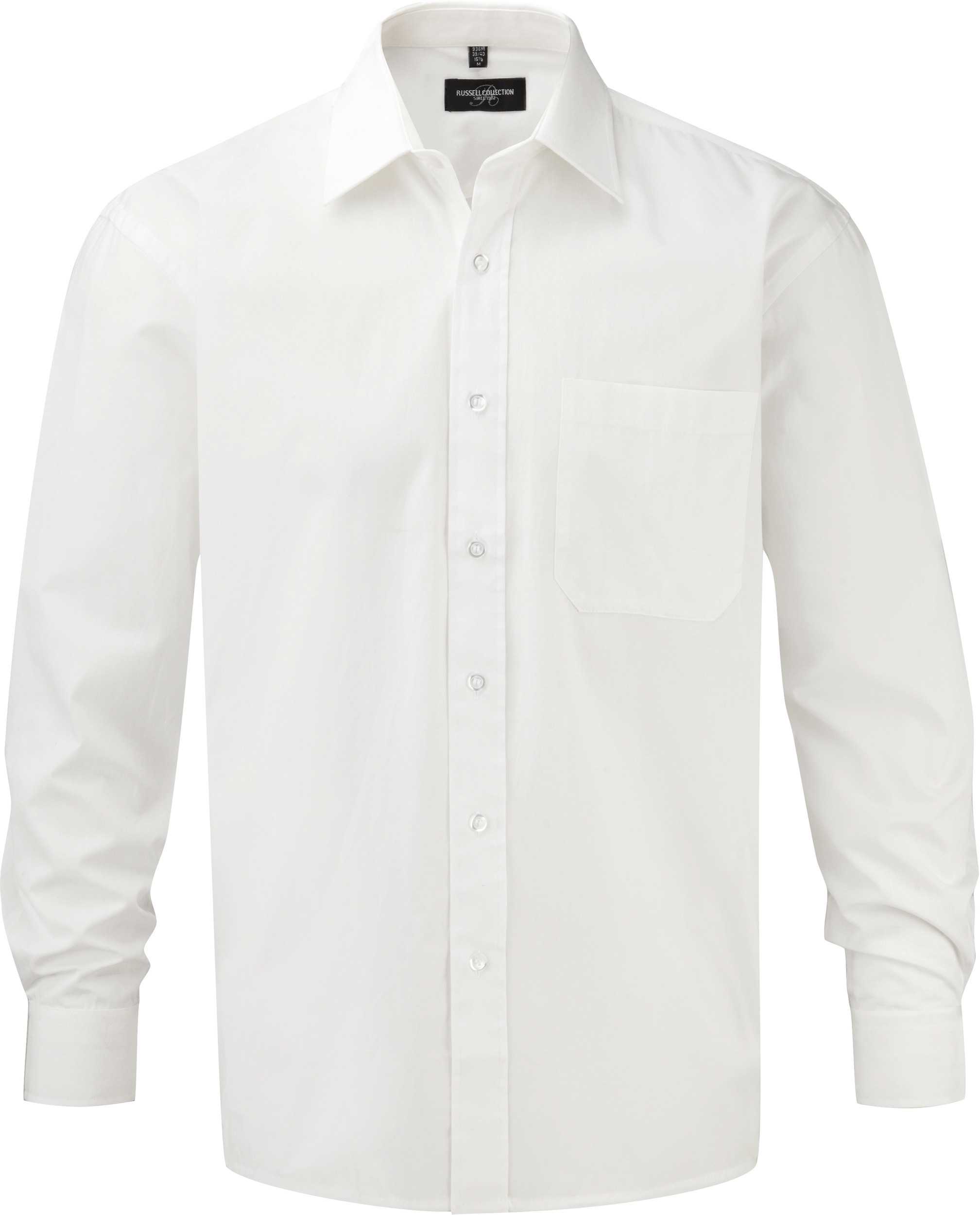 Camisa Popelina de algodón puro manga larga hombre White