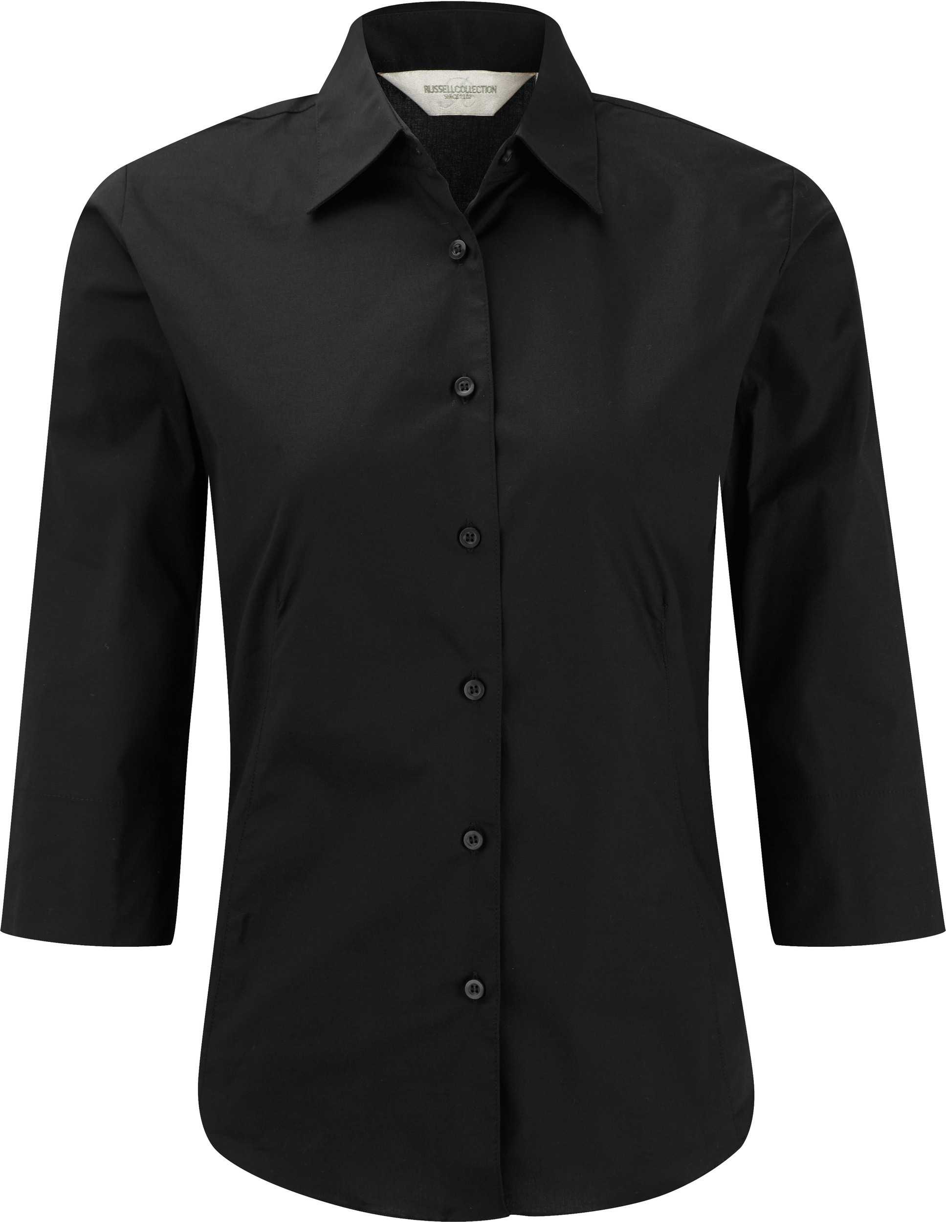 Camisa entallada mangas 3/4 mujer Black