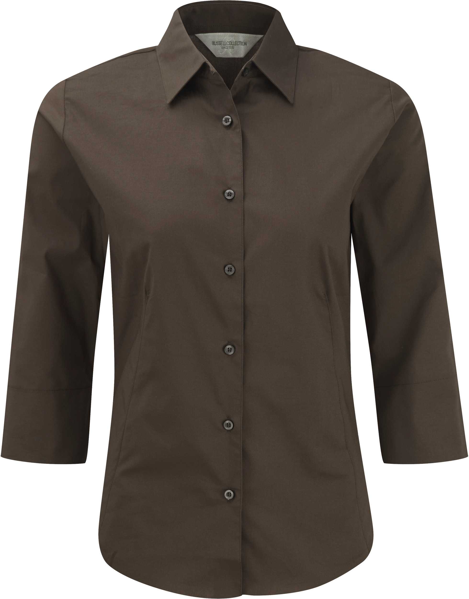 Camisa entallada mangas 3/4 mujer Chocolate
