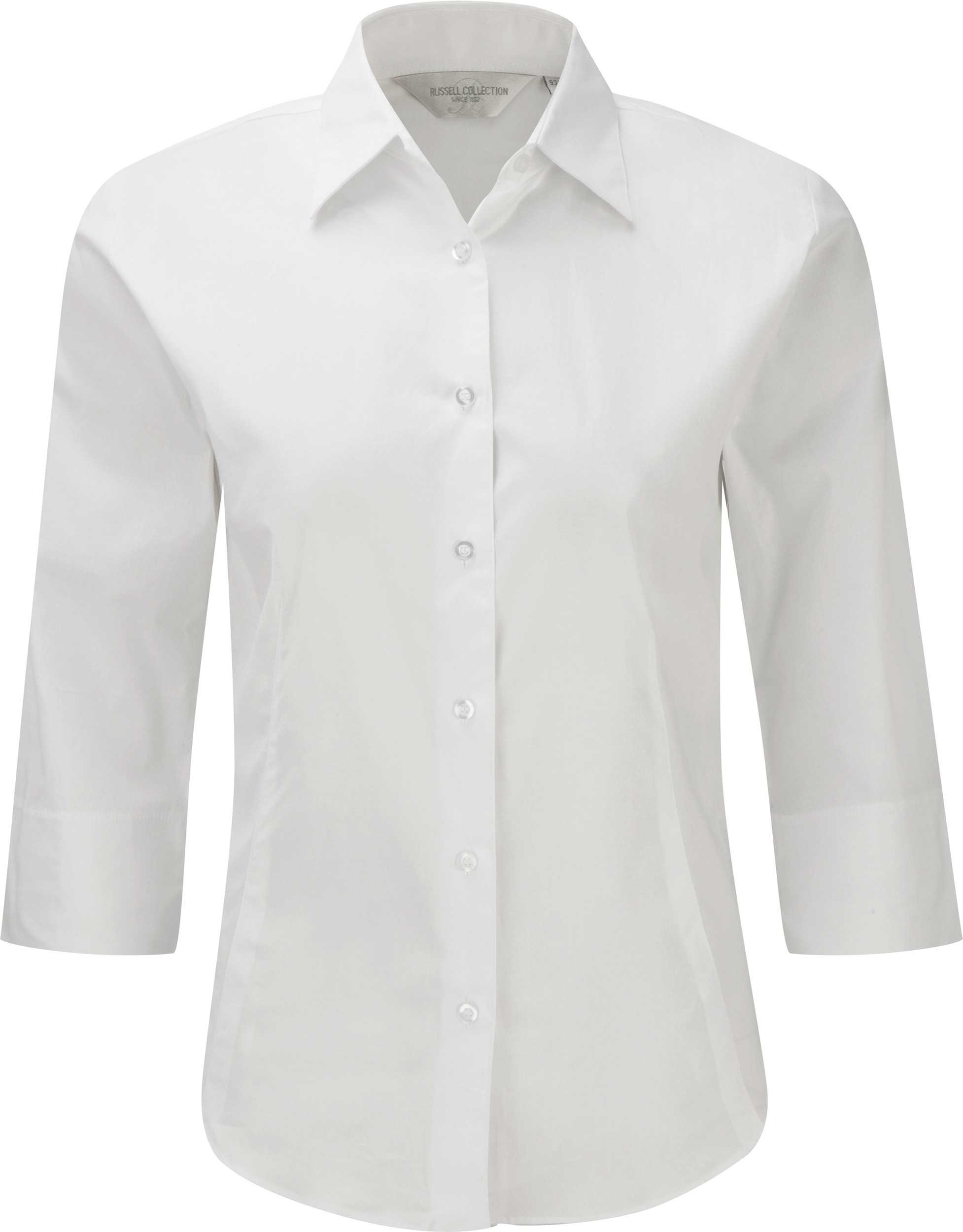 Camisa entallada mangas 3/4 mujer White