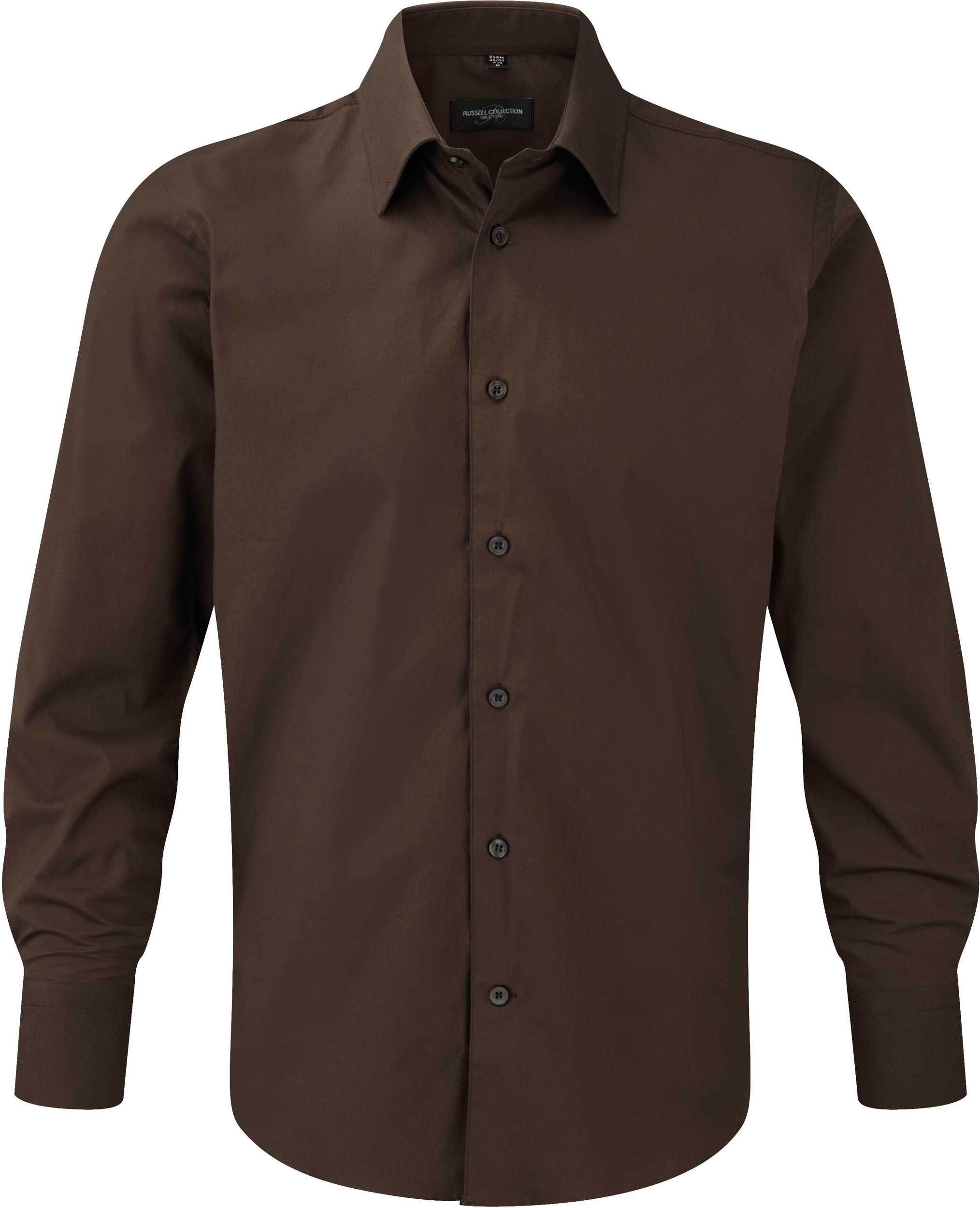 Camisa entallada manga larga hombre Chocolate