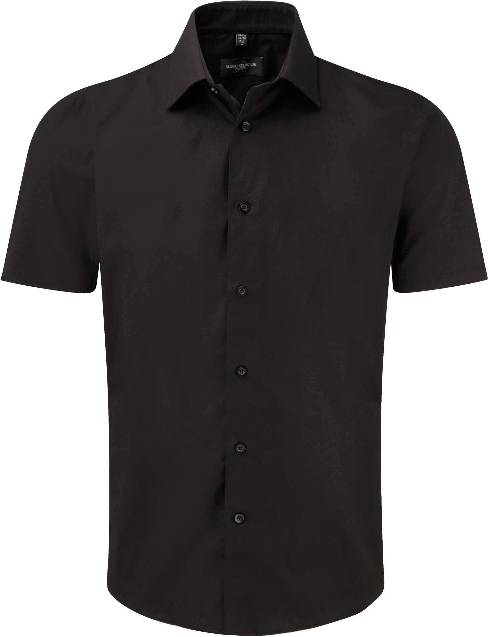 Camisa entallada manga corta hombre Black