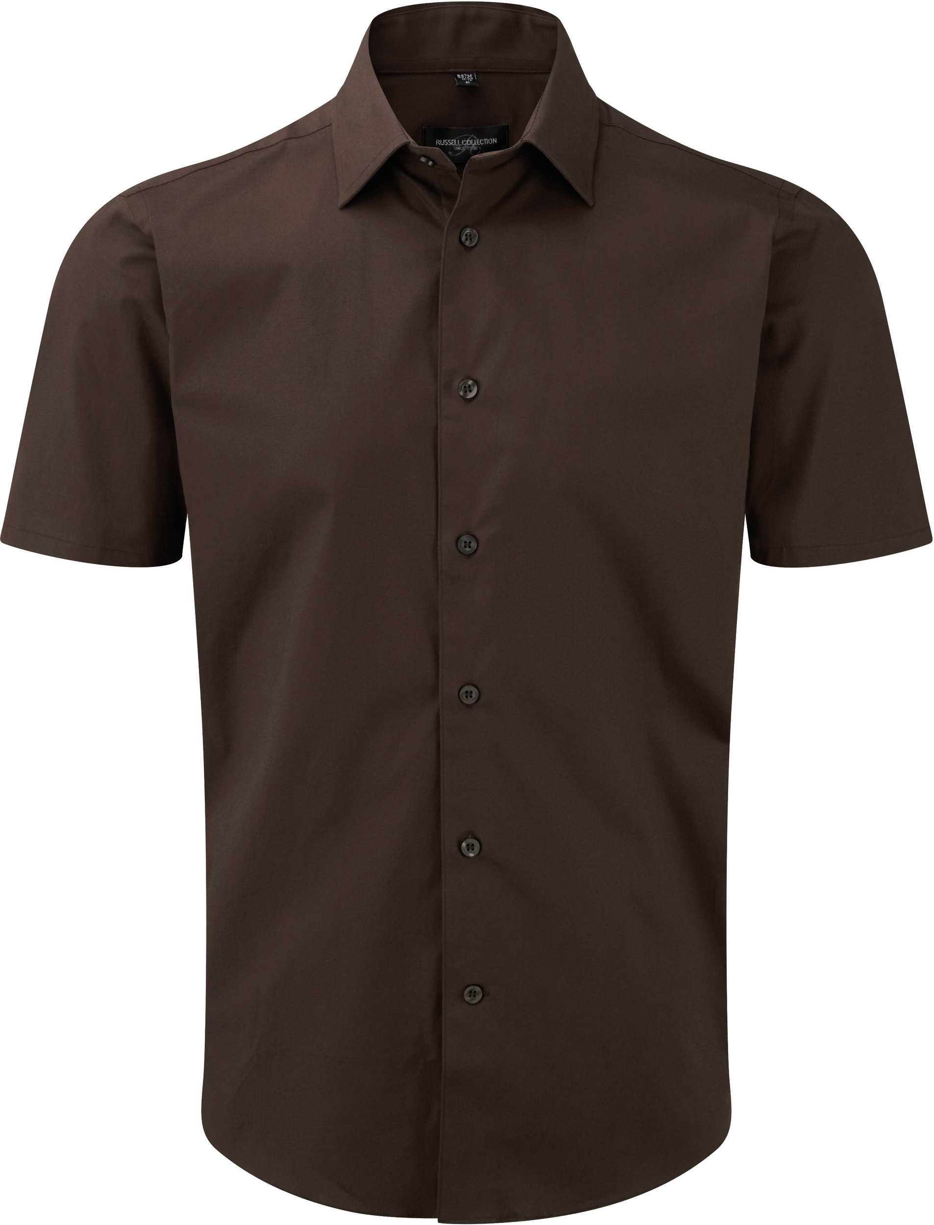 Camisa entallada manga corta hombre Chocolate
