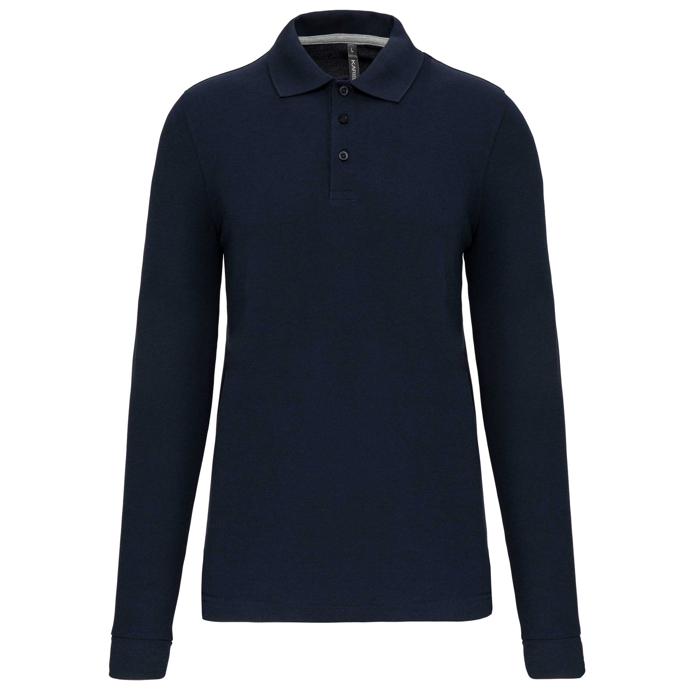 Polo Antibacteriano manga larga hombre Navy