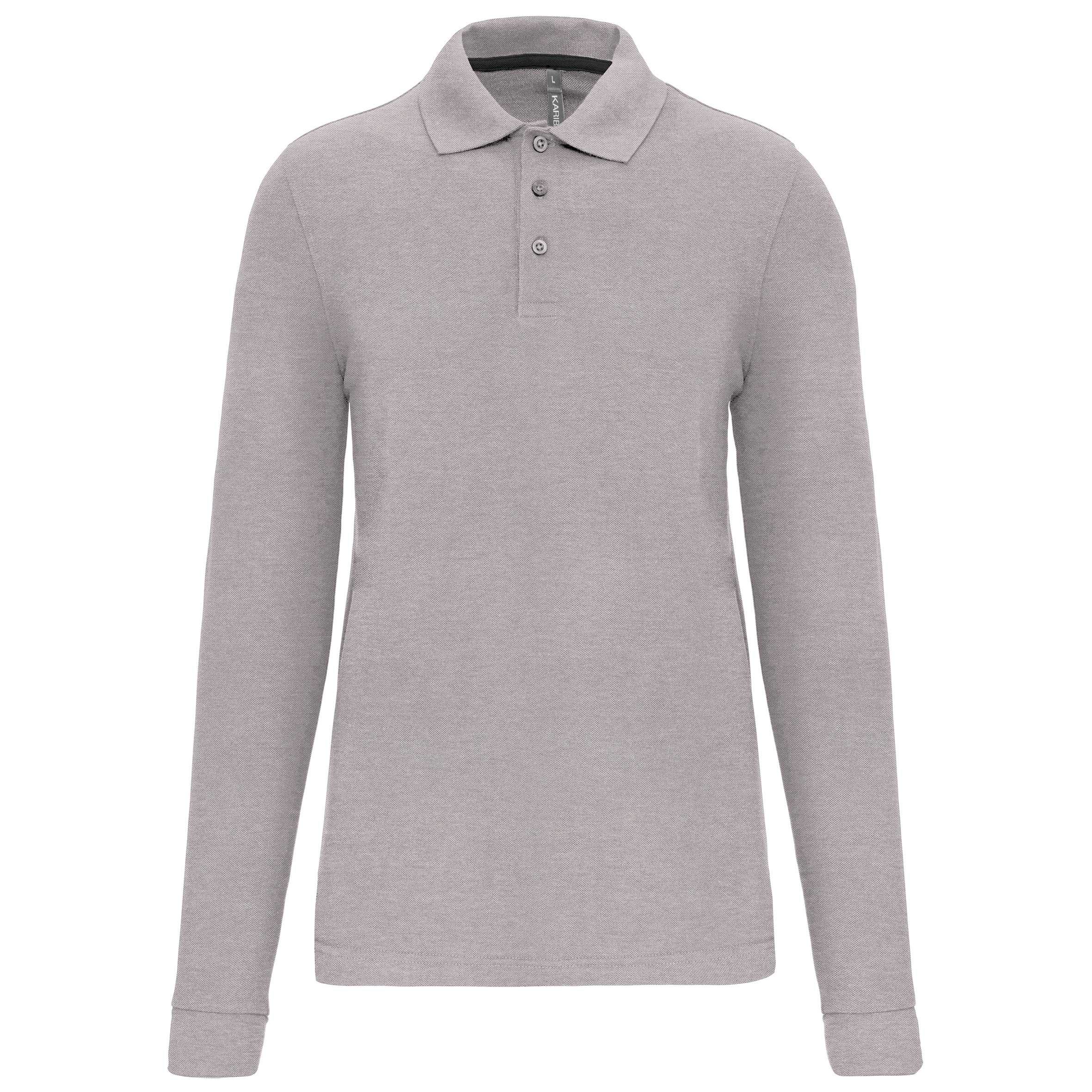 Polo Antibacteriano manga larga hombre Oxford Grey