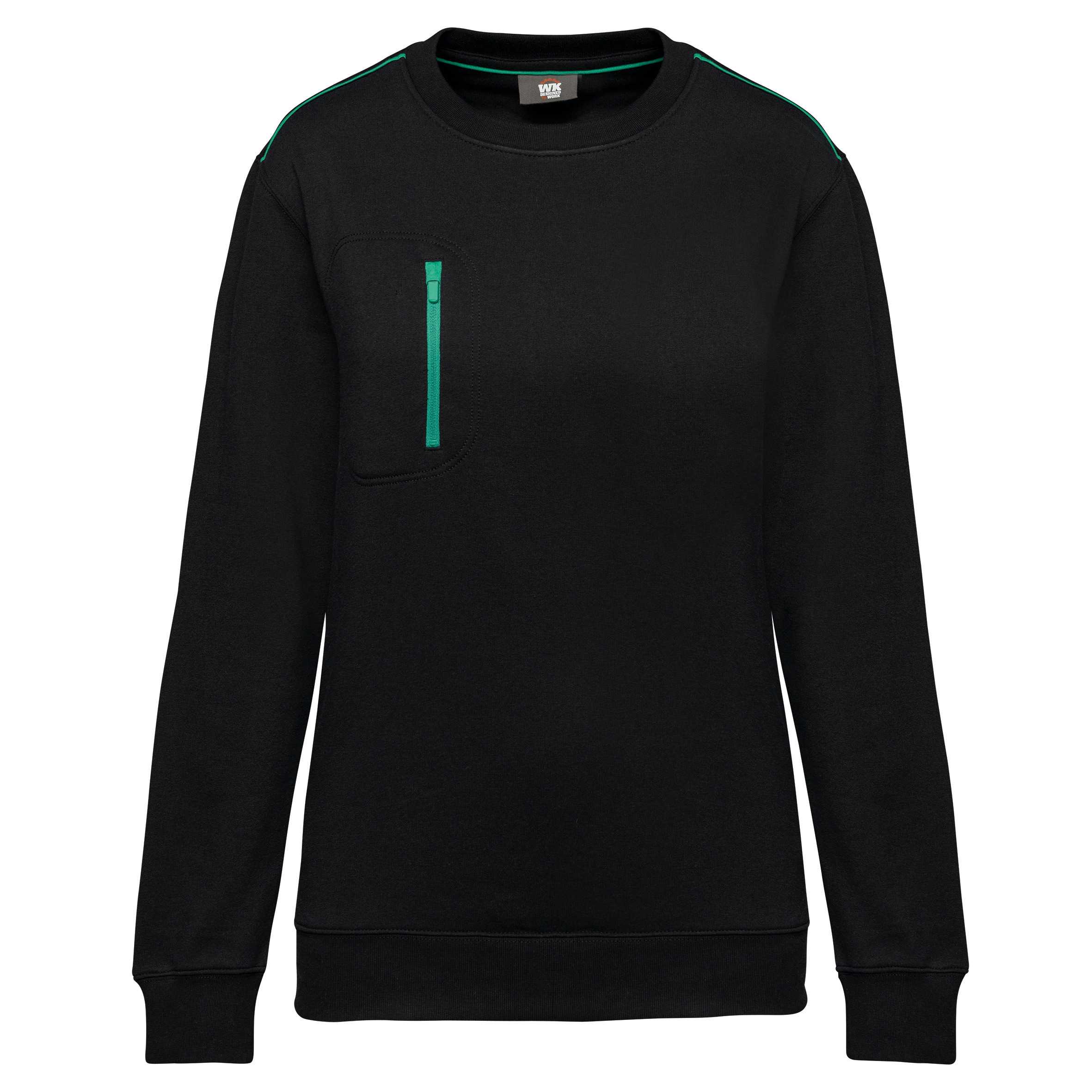 Sudadera Day To Day con bolsillo a zip contraste - Unisex Black / Kelly Green