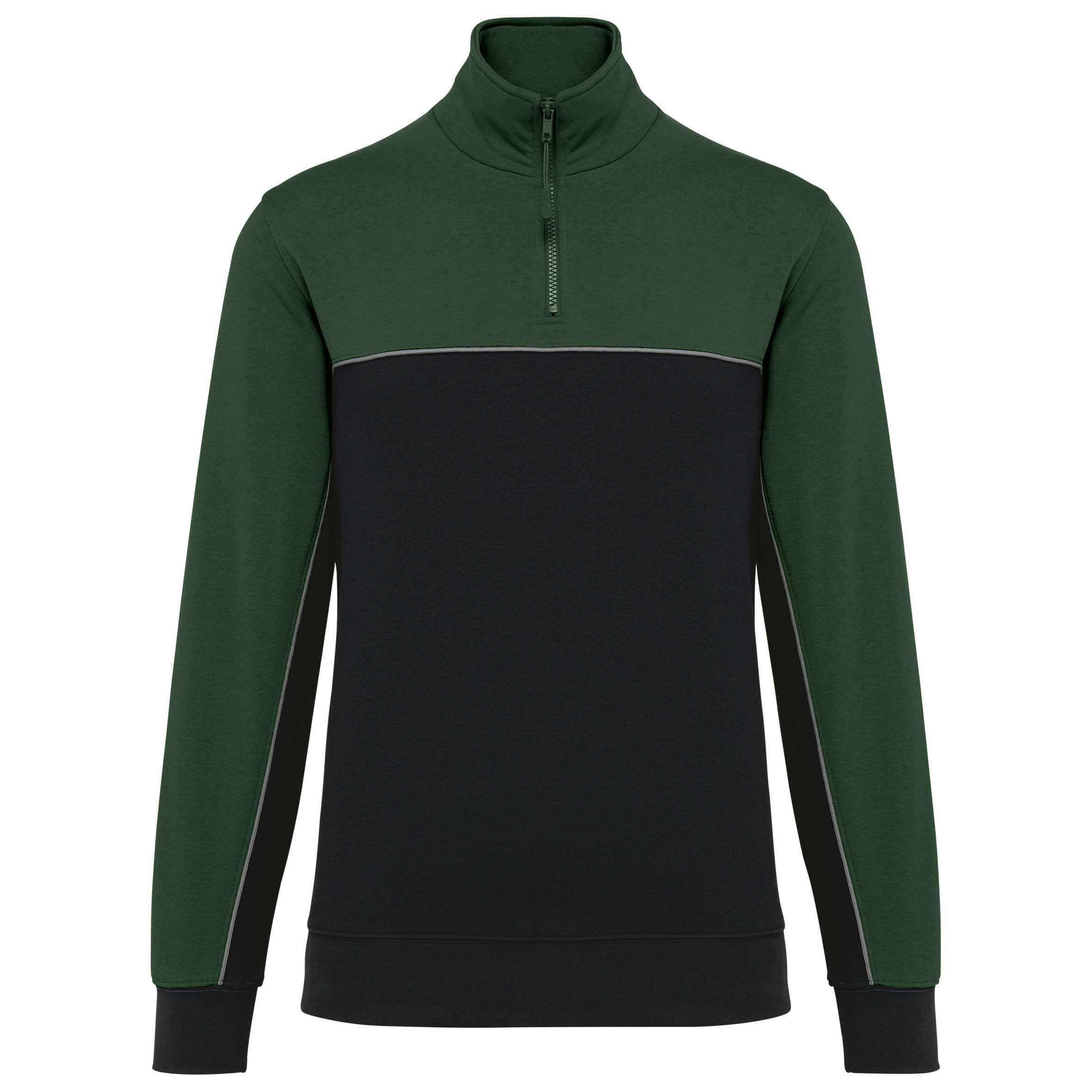 Sudadera 1/4 cremallera ecorresponsable– Unisex Black / Forest Green