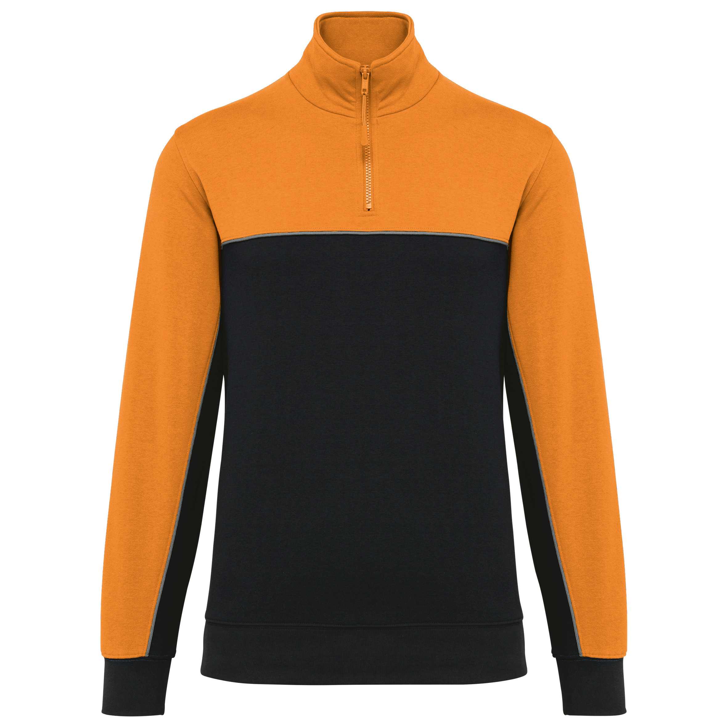 Sudadera 1/4 cremallera ecorresponsable– Unisex Black / Orange