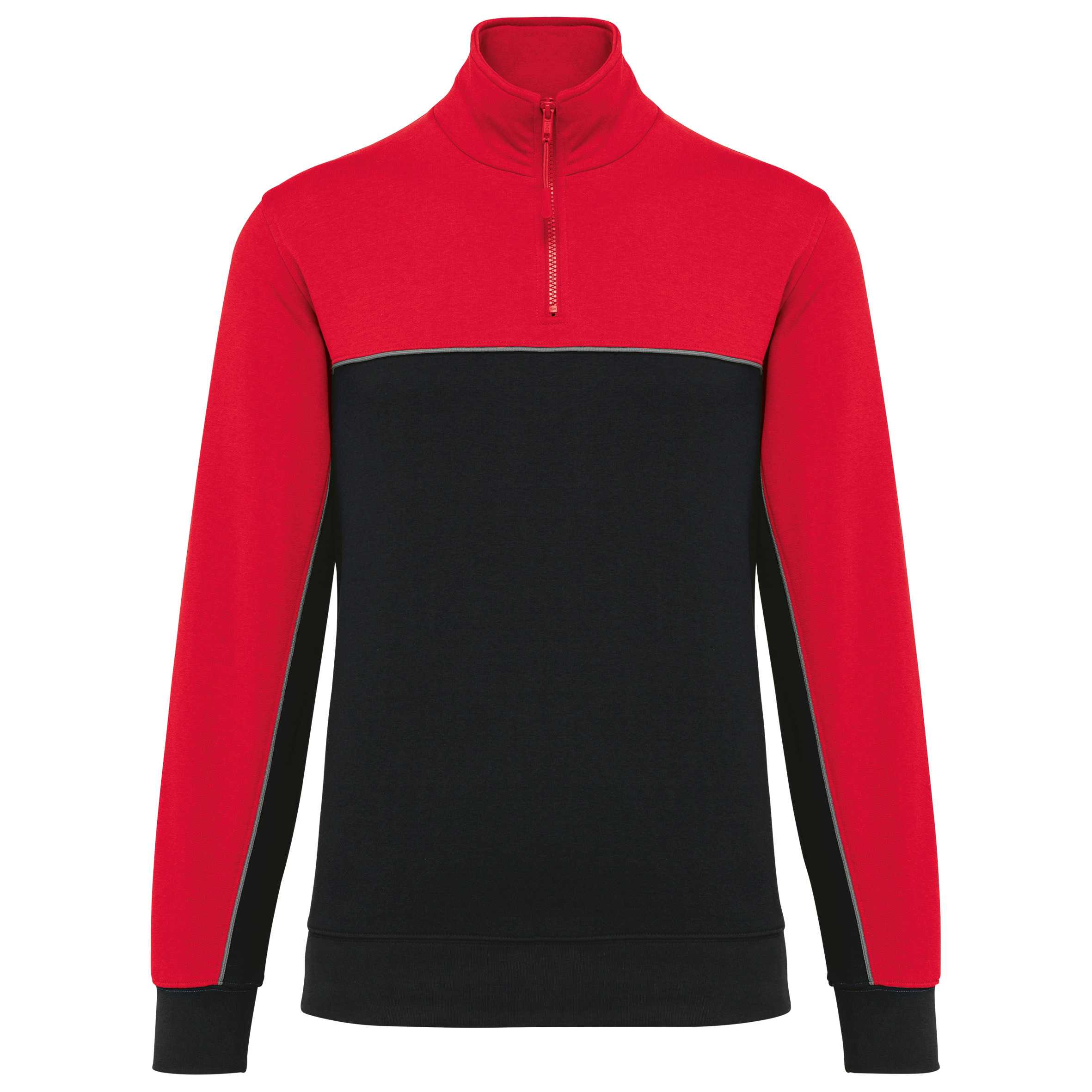 Sudadera 1/4 cremallera ecorresponsable– Unisex Black / Red