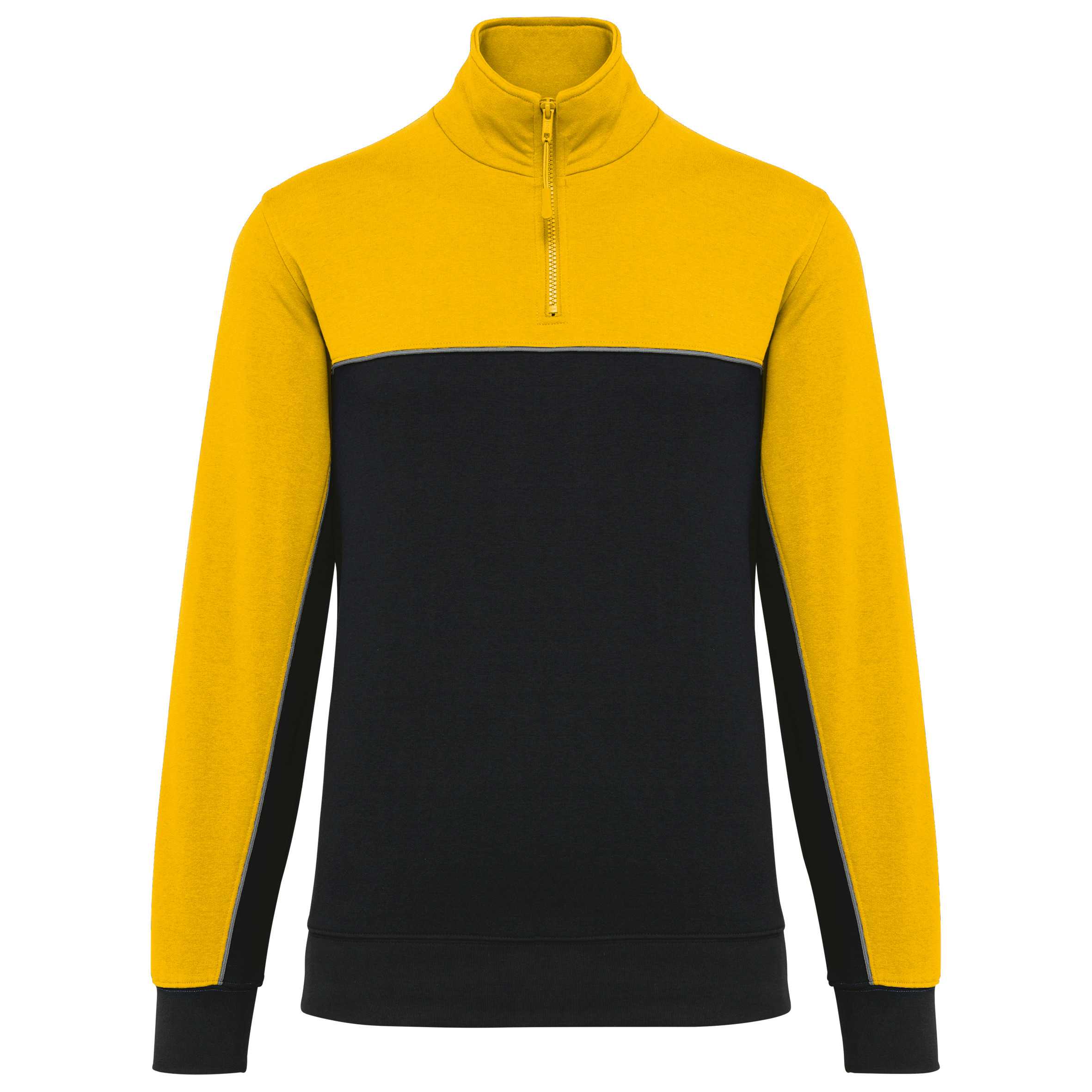 Sudadera 1/4 cremallera ecorresponsable– Unisex Black / Yellow