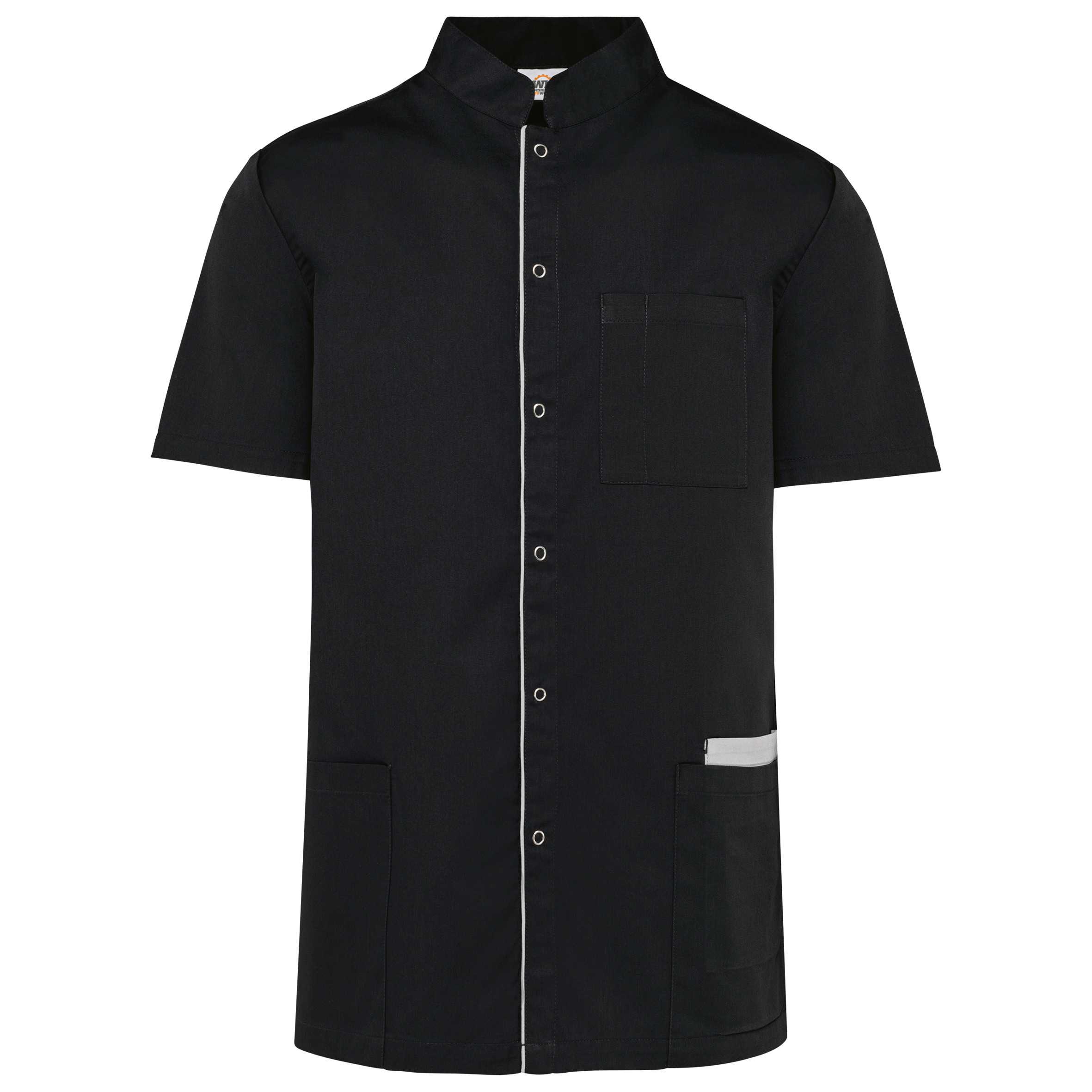 Blusa polialgodón con botones a presión hombre Black