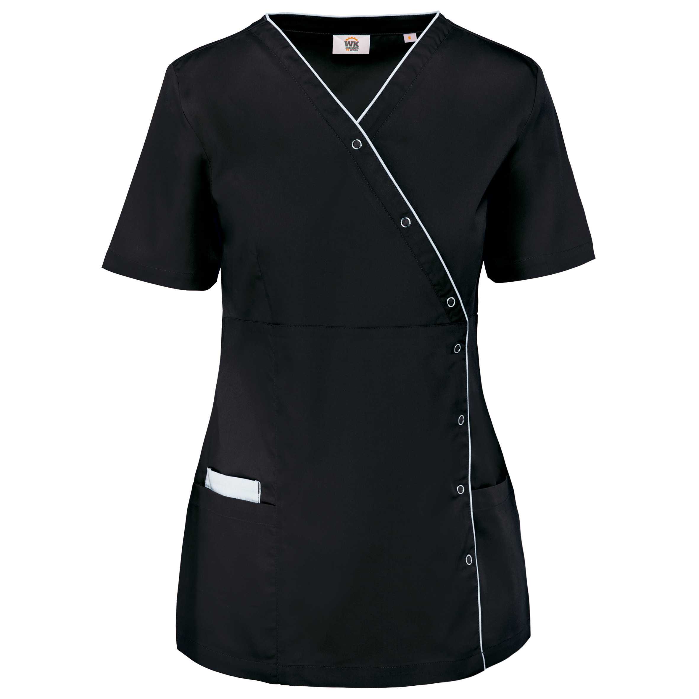 Blusa polialgodón con botones a presión mujer Black