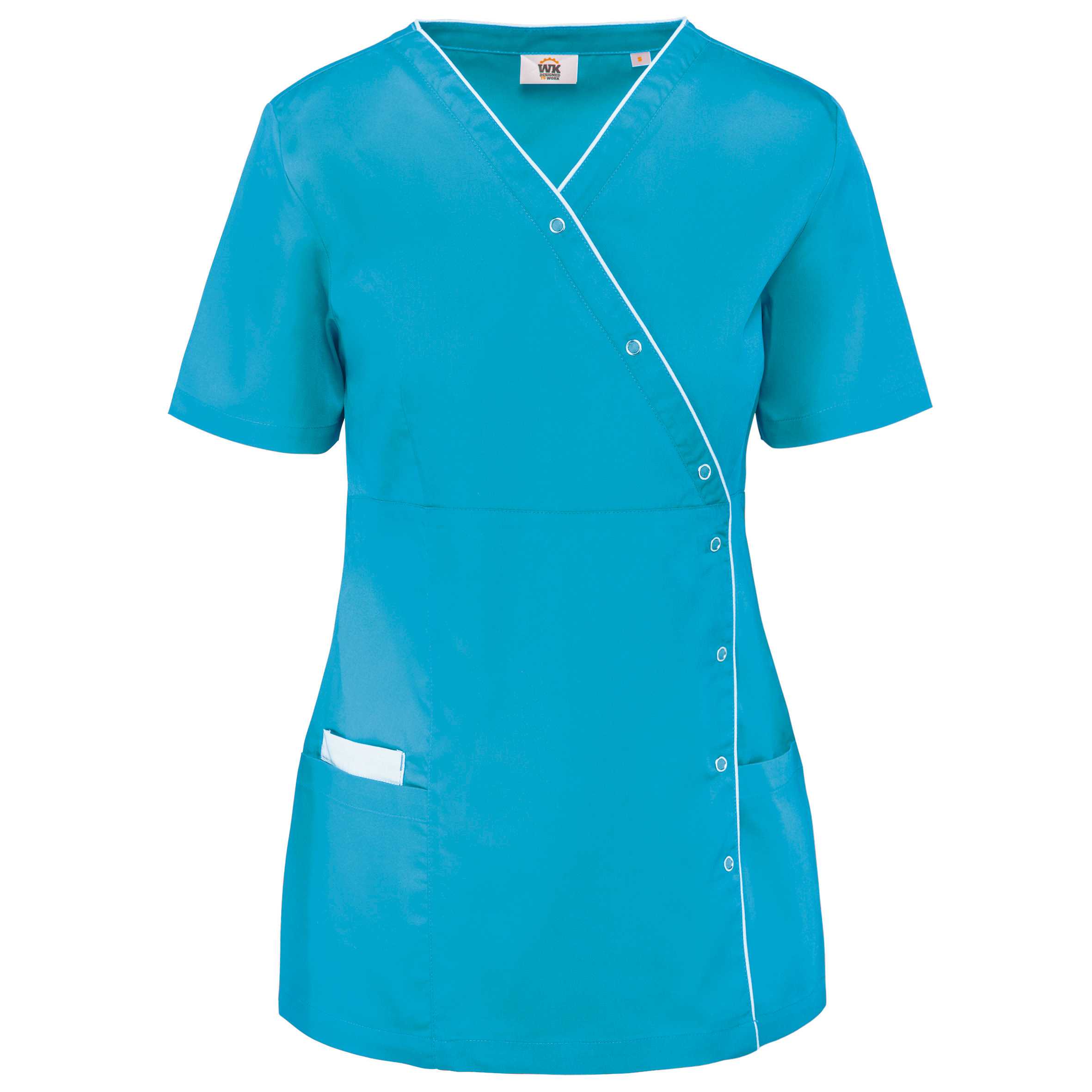 Blusa polialgodón con botones a presión mujer Light Turquoise
