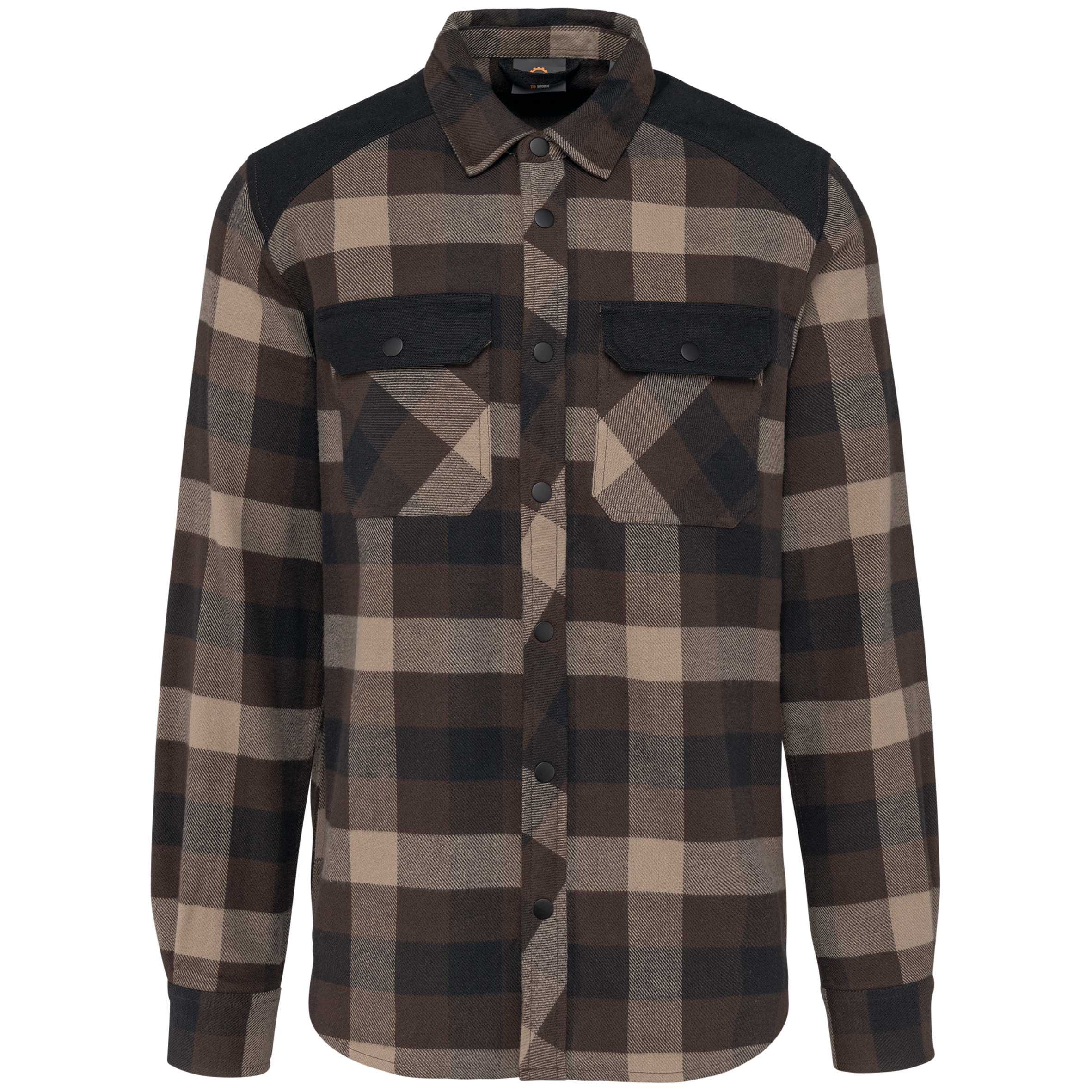 Camisa a cuadros con bolsillos Chocolate / Dark Beige Checked / Black