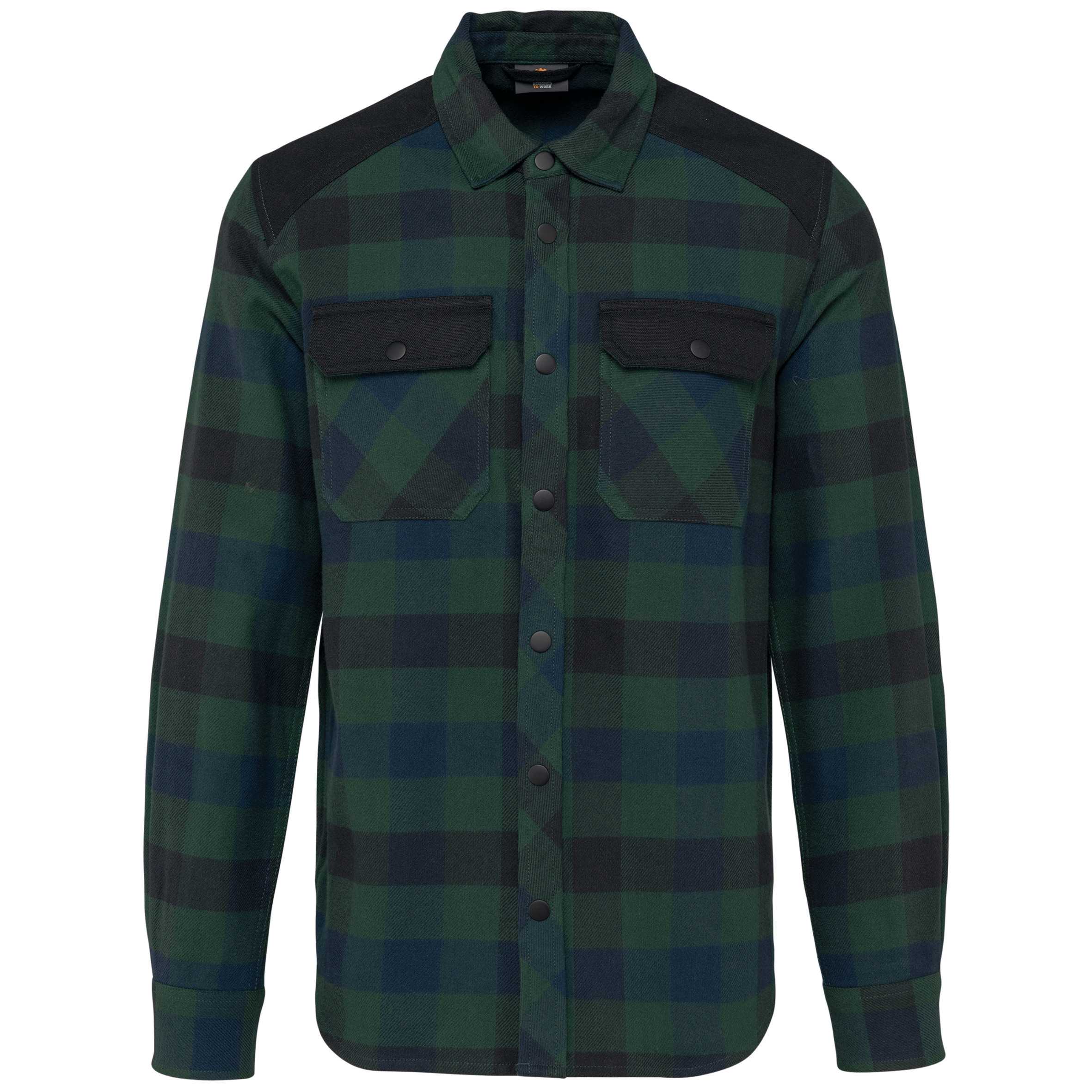 Camisa a cuadros con bolsillos Forest Green / Navy Checked / Black