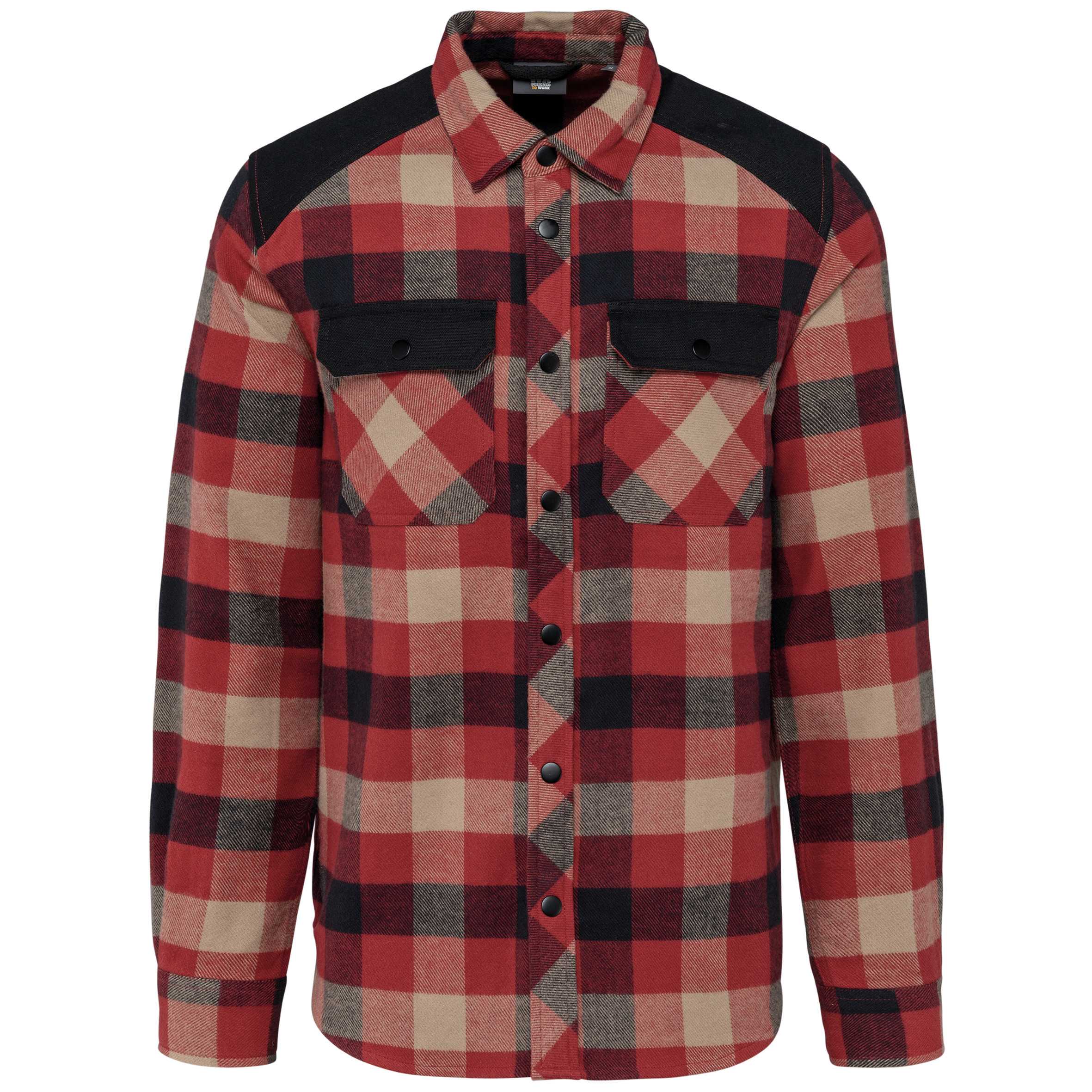 Camisa a cuadros con bolsillos Red / Dark Beige Checked / Black
