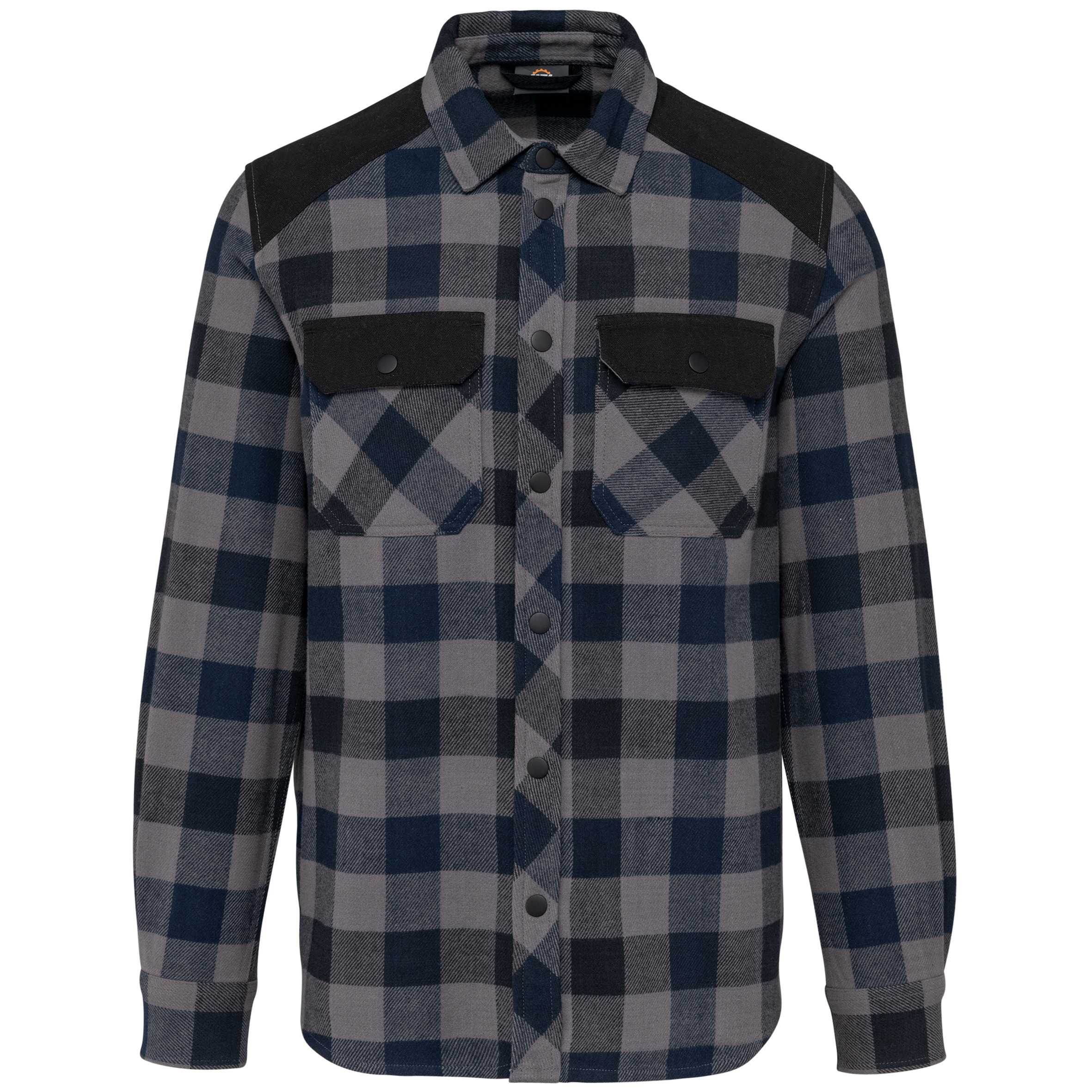 Camisa a cuadros con bolsillos Storm Grey / Navy Checked / Black