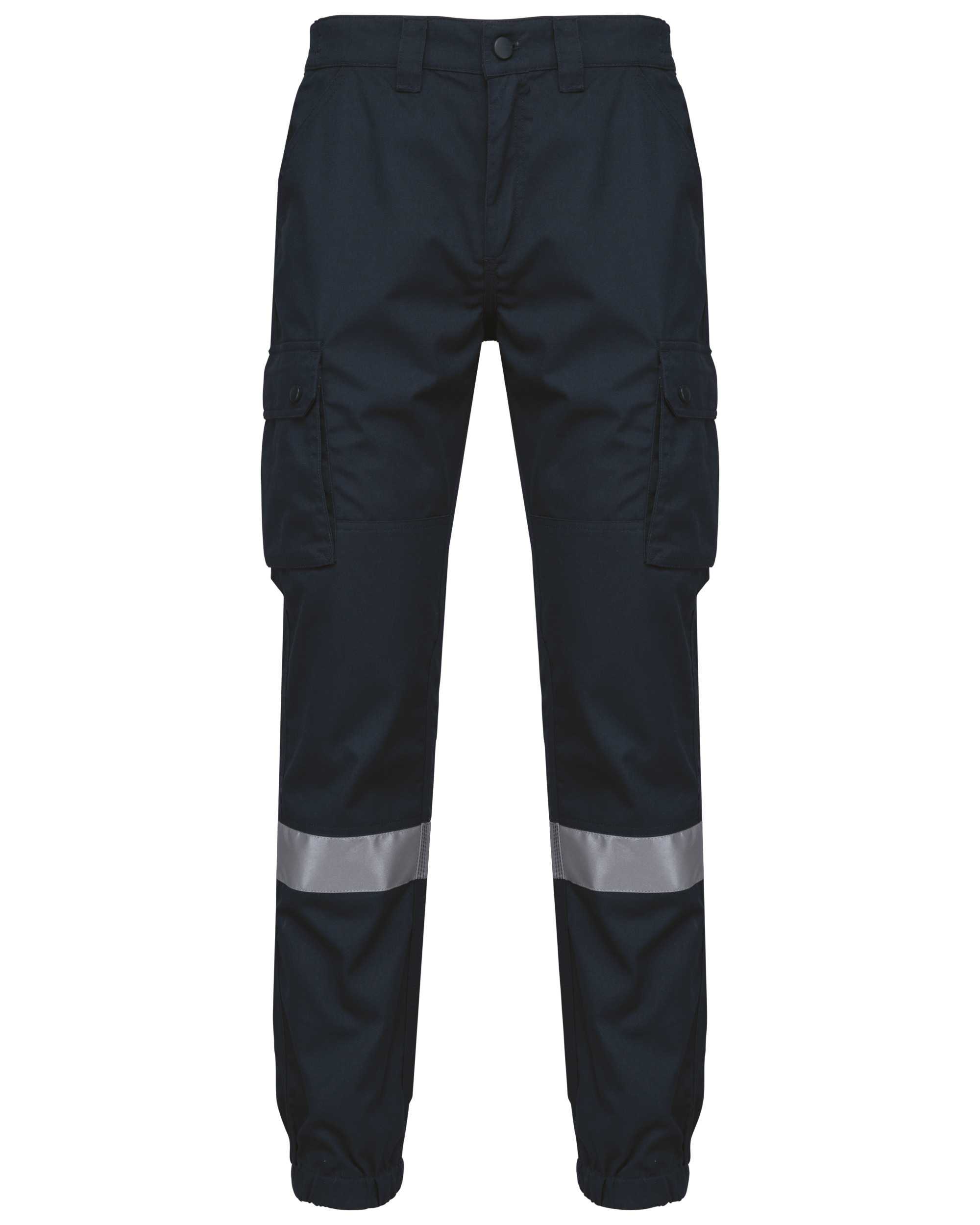 Pantalón cargo unisex con bajo elástico y tira reflectante Navy