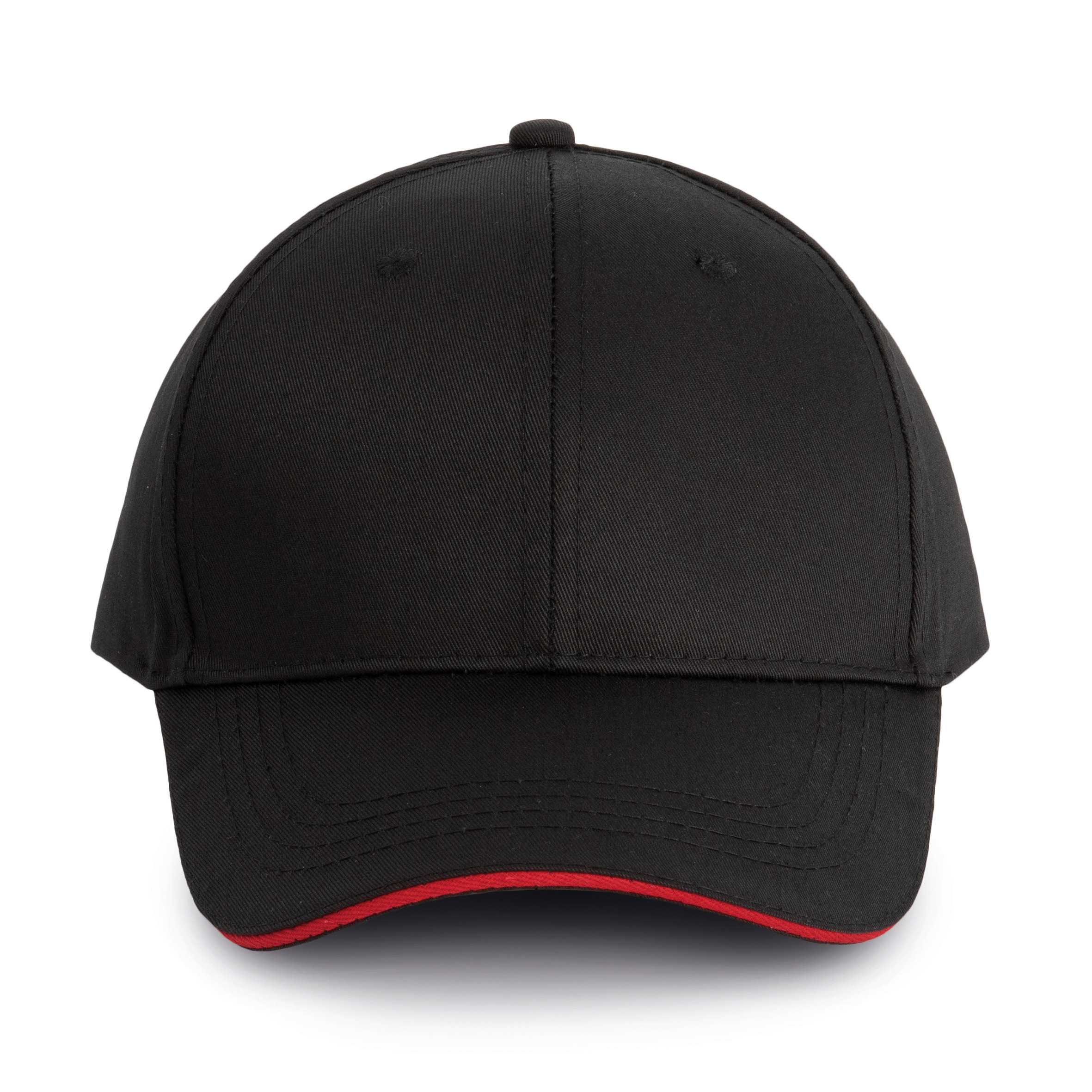 Gorra sandwich contrastado 6 paneles - Certificado Oeko-Tex Black / Red