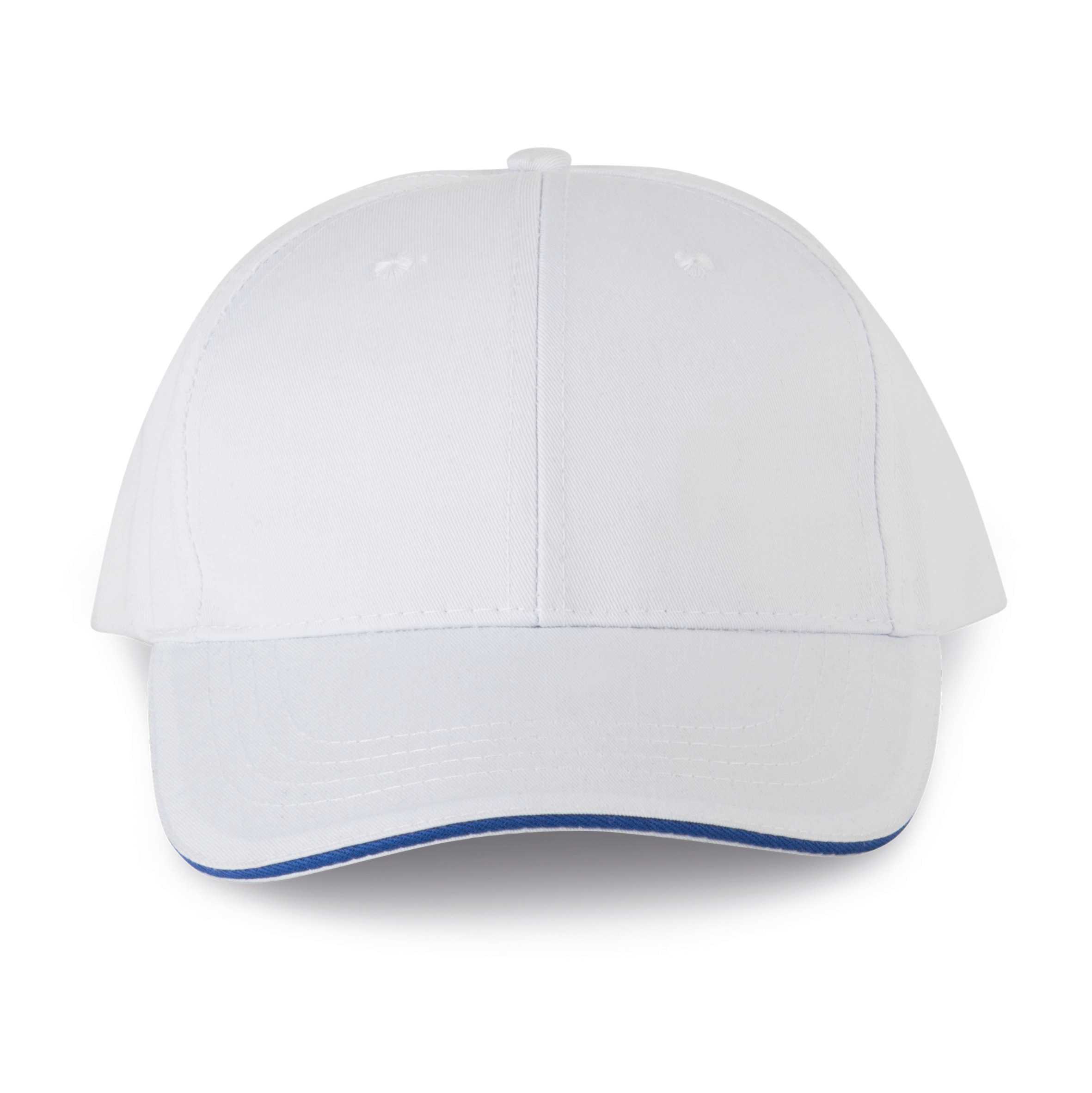 Gorra sandwich contrastado 6 paneles - Certificado Oeko-Tex White / Royal Blue